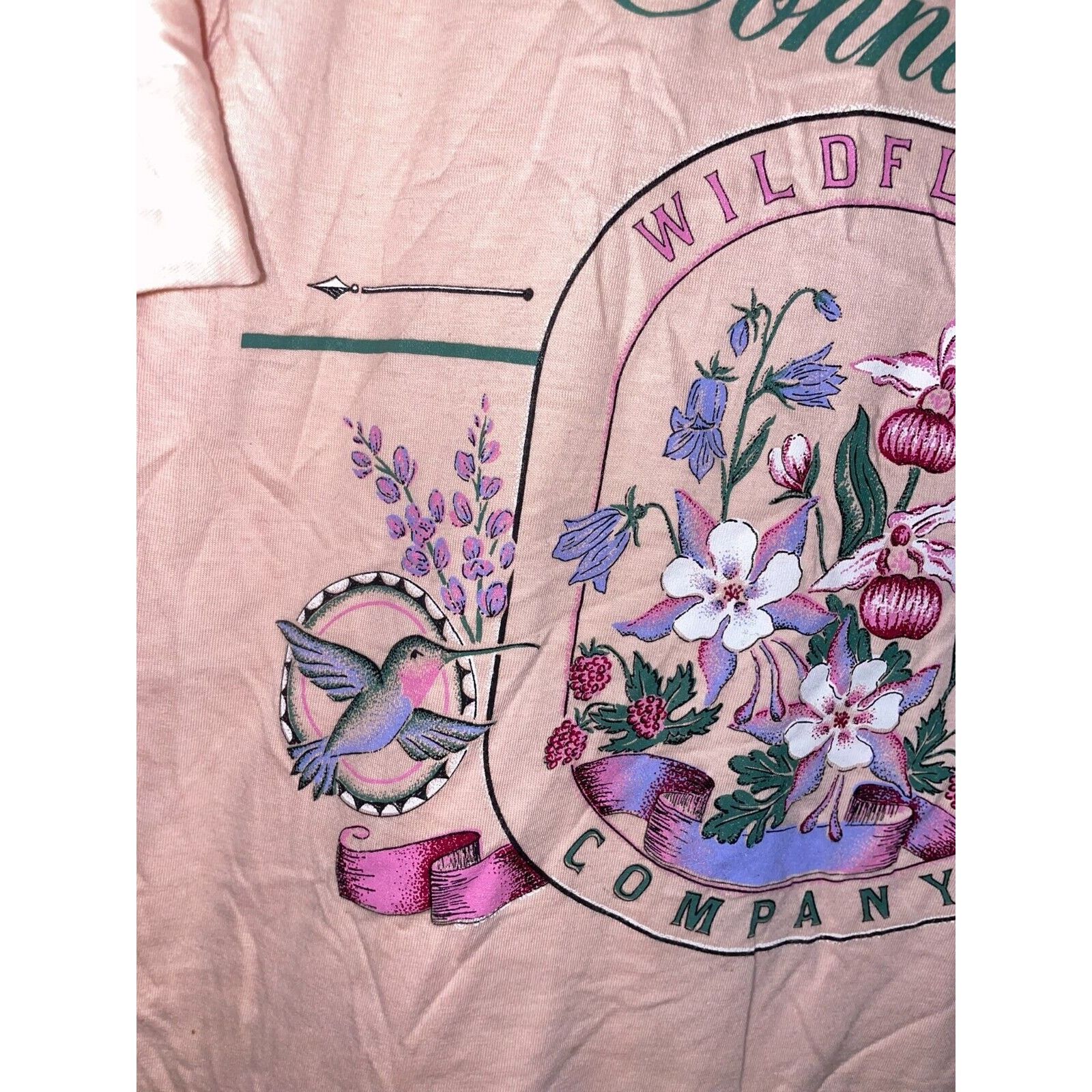 Jerzees Vintage Connecticut Wildflower Shirt Pink Test Print 90s Tee Size US L / EU 52-54 / 3 - 3 Thumbnail