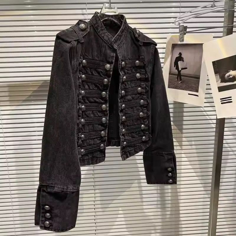 Japanese Brand Retro Military Inspired Denim Jacket Bold Structured Size US S / EU 44-46 / 1 - 5 Thumbnail