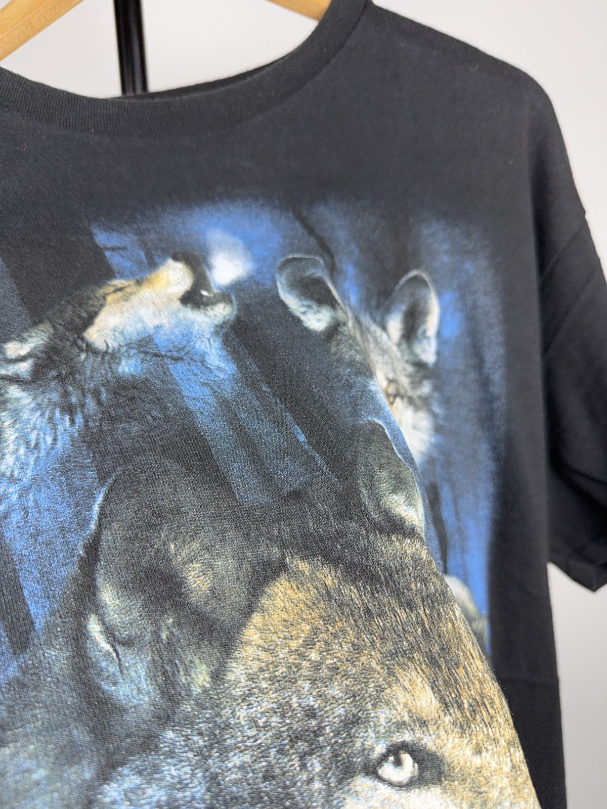 Vintage 00s Y2K Wolf Graphic Tee Alaska USA Nature Print Black Size US XL / EU 56 / 4 - 10 Thumbnail