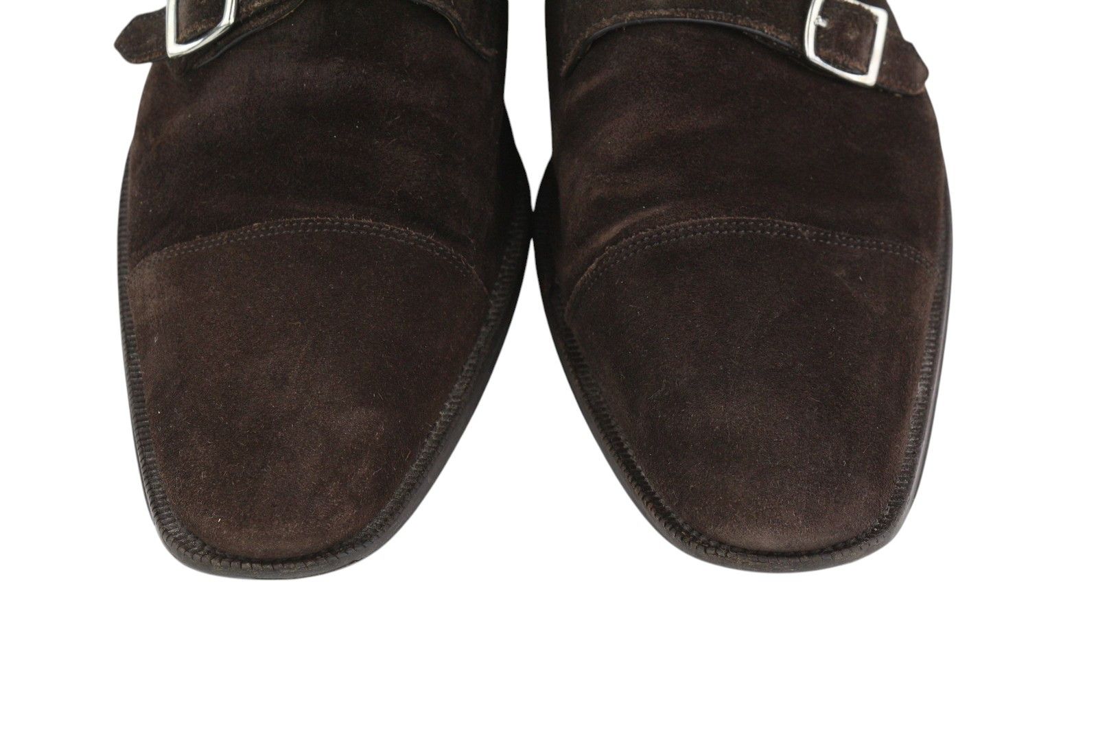 Suitsupply EU44 Brown Suede Leather Square Toe Monk Shoes 83576 Size US 11 / EU 44 - 4 Thumbnail