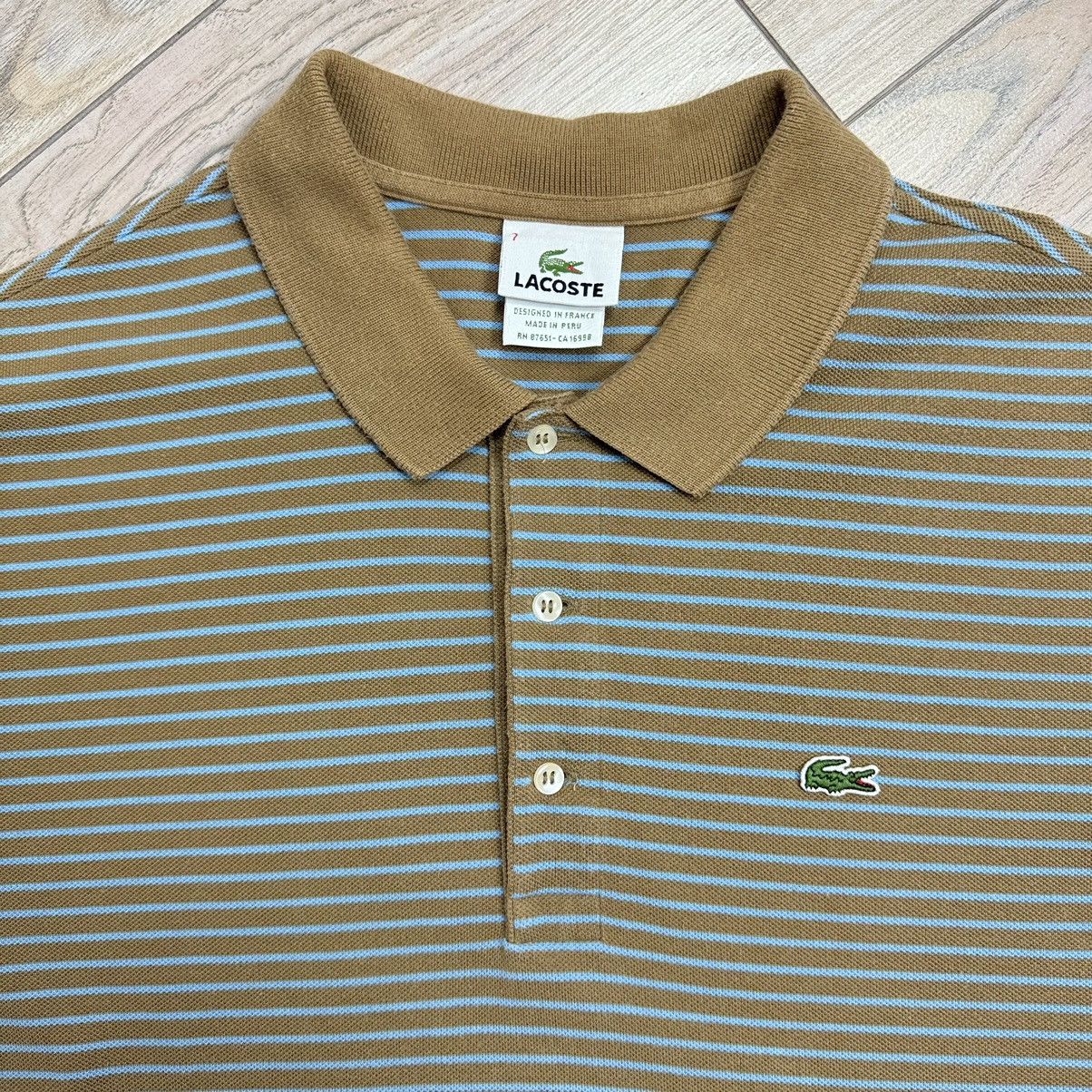 Other Vintage Lacoste Brown/Baby Blue Striped Polo T-Shirt Size US M / EU 48-50 / 2 - 8 Thumbnail