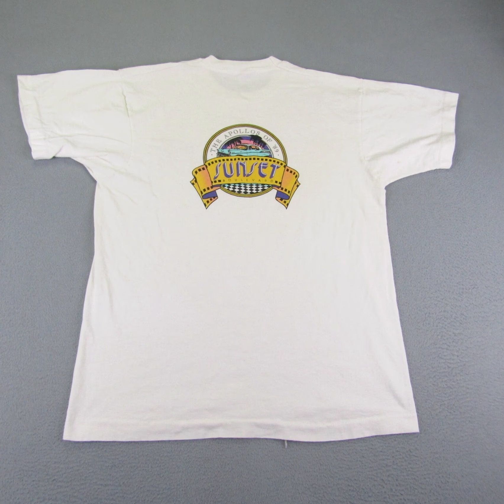 Fruit Of The Loom Vintage 80s Sunset Boulevard Shirt Men's Large White Graphic T-Shirt California Hollywood Cotton Size US L / EU 52-54 / 3 - 7 Thumbnail