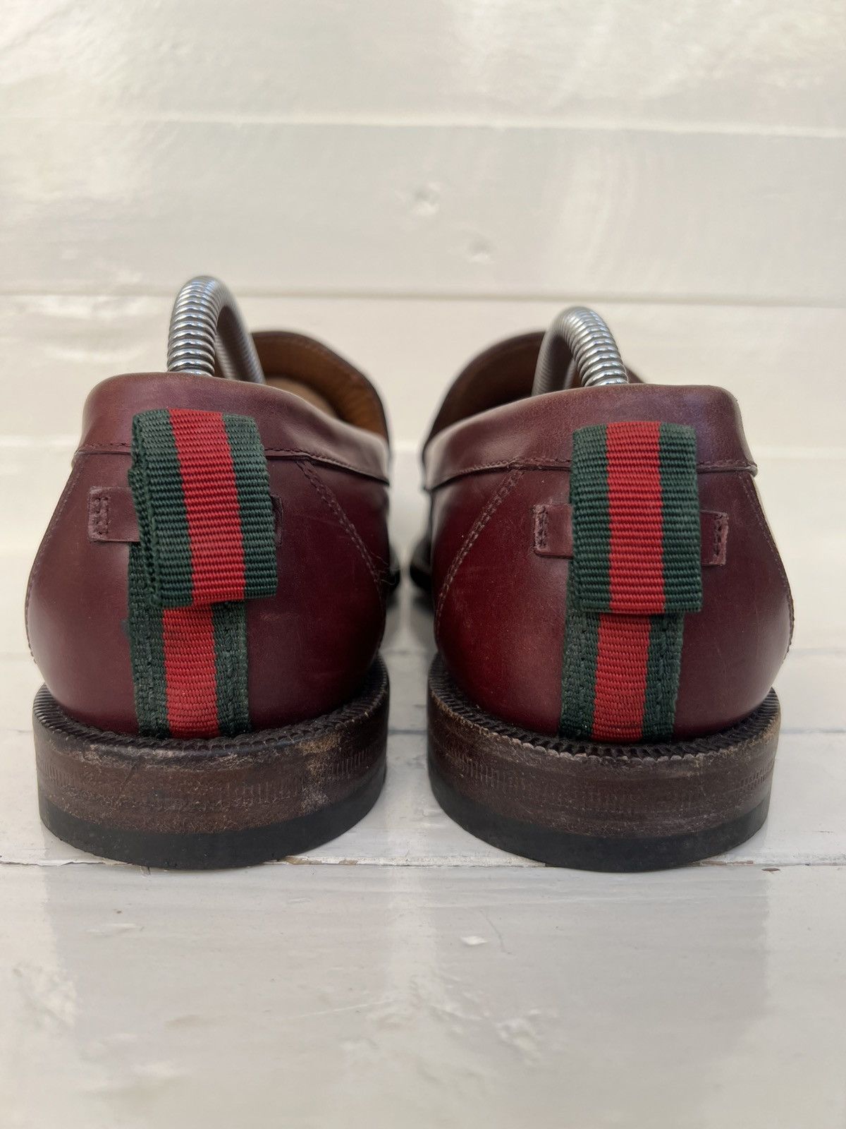 Gucci Gucci Men Spirit web Penny Loafer Burgundy Leather Shoes Size US 8 / EU 41 - 8 Thumbnail