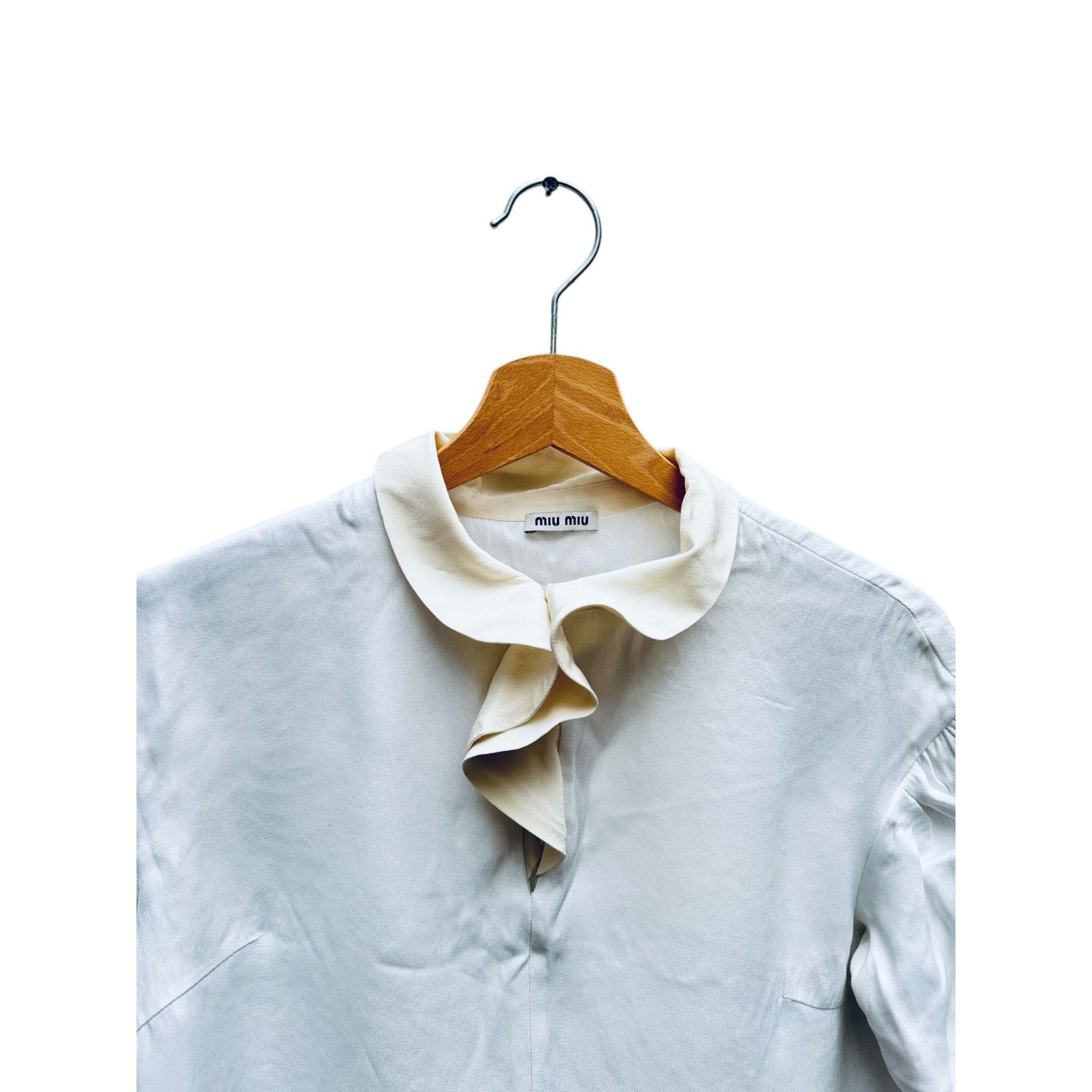 Miu Miu White viscose shirt with ruffled collar Size M / US 6-8 / IT 42-44 - 4 Thumbnail
