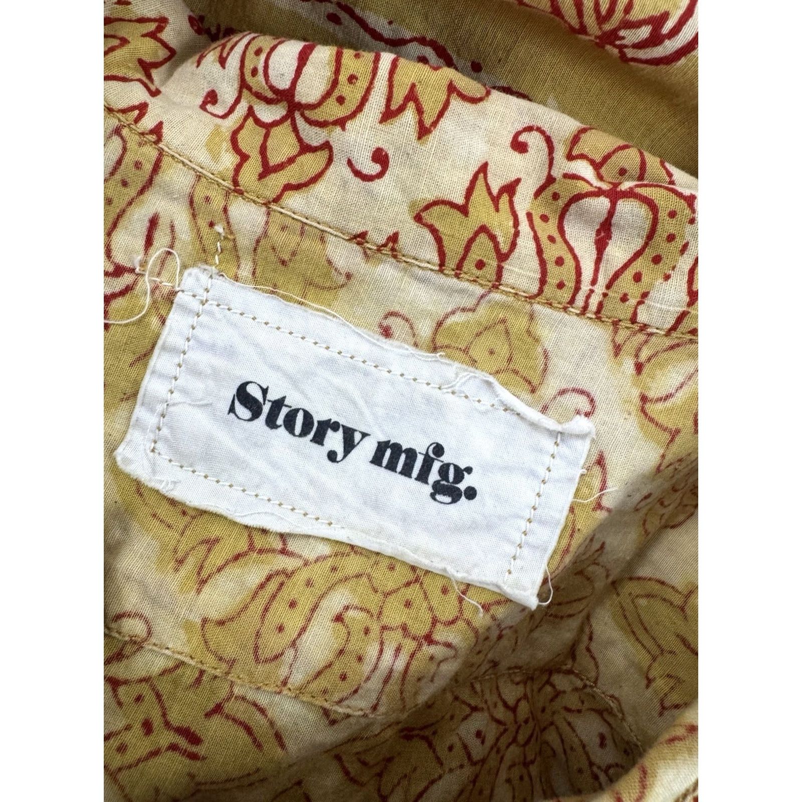 Story Mfg. STORY MFG. Mens Shirt Short Sleeve Paisley Baroque Organic Cotton L Multicolor 90s Bohemian Gift Size US L / EU 52-54 / 3 - 5 Thumbnail