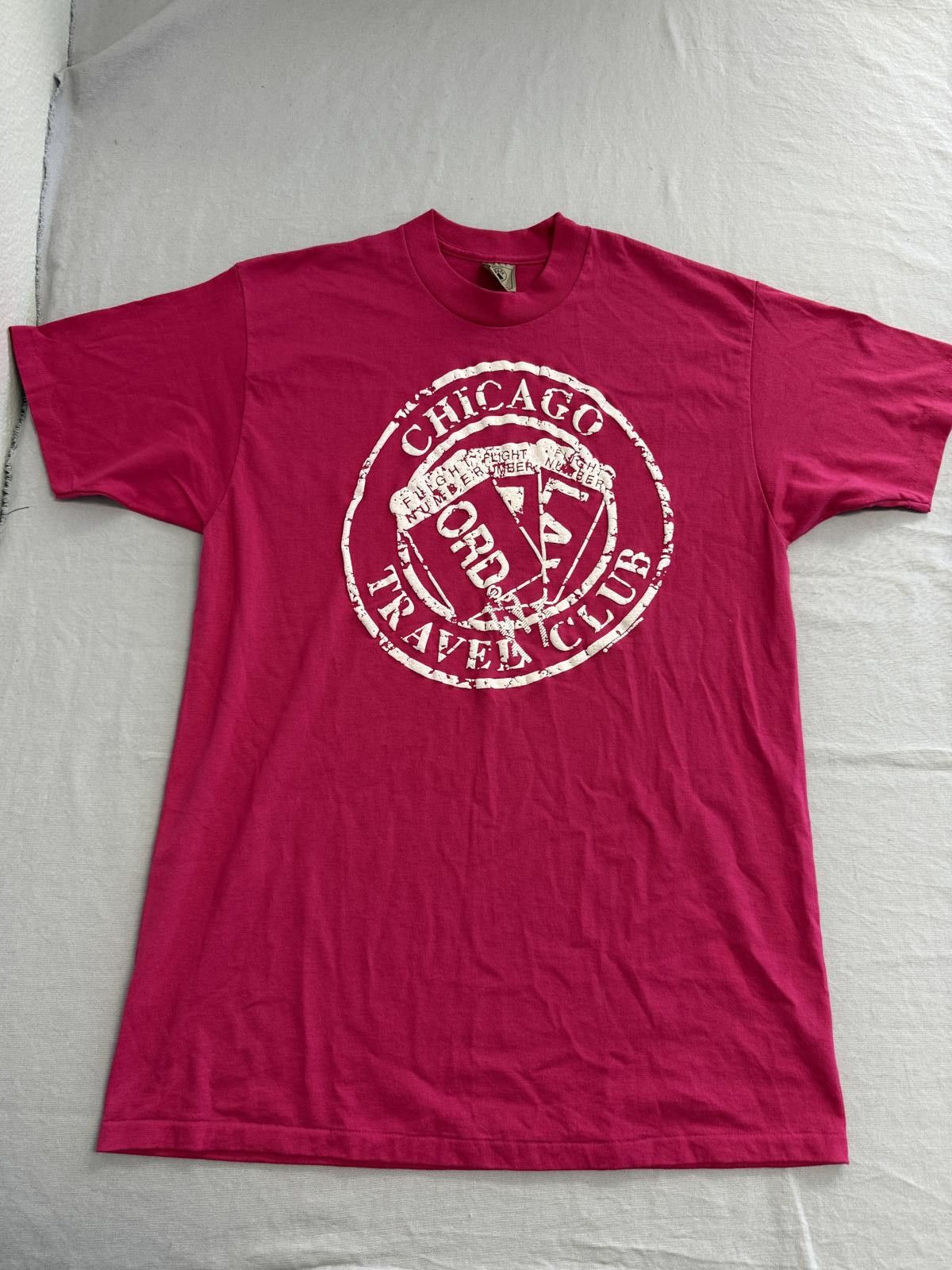 Delta Vintage Chicago T-shirt Chicago Travel Club Pink Made in USA Size US XL / EU 56 / 4 - 1 Thumbnail