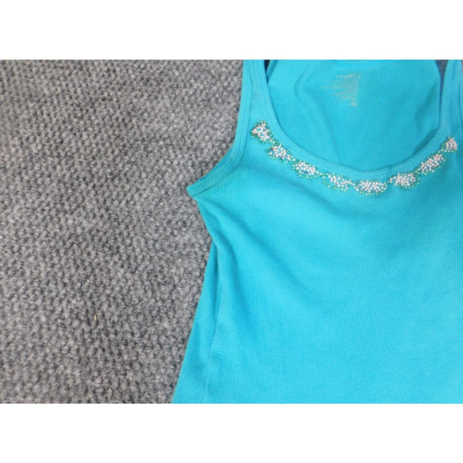 Old Navy Old Navy Womens Shirt Tank M Blue Casual Sleeveless Crew Neck Pullover Cotton Basic, Regular, Stretch Size M / US 6-8 / IT 42-44 - 3 Thumbnail