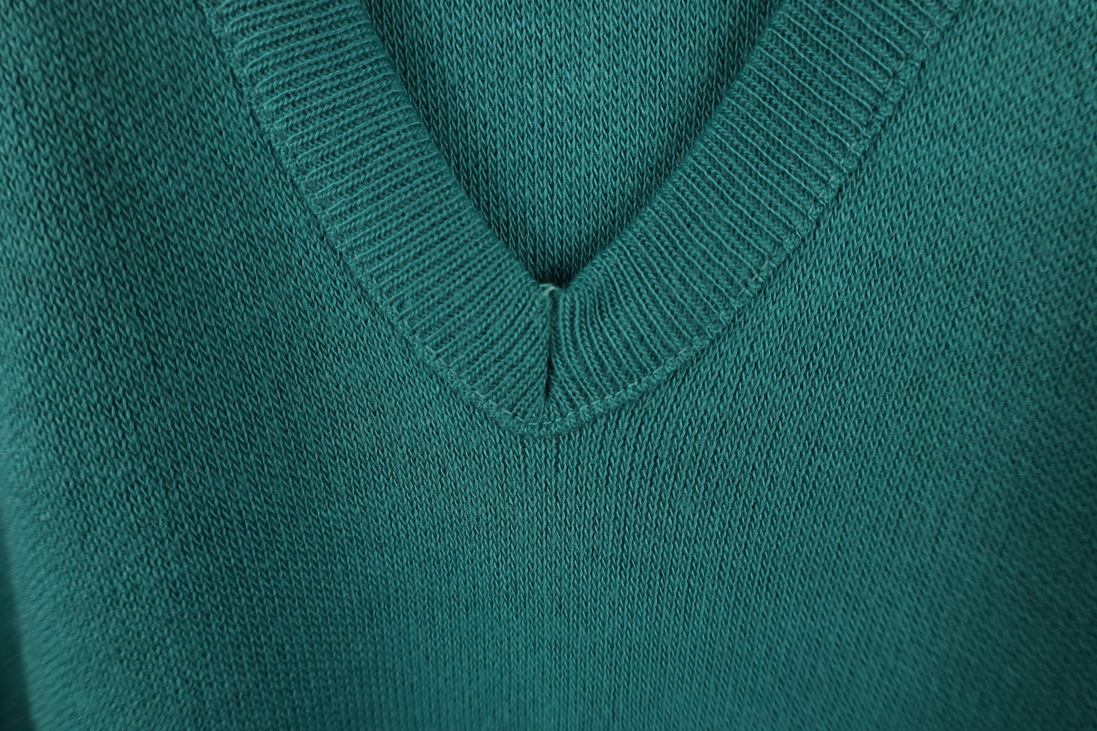 Vintage Vintage 90s Streetwear Knit V-Neck Sweater Teal USA Acrylic Size US XL / EU 56 / 4 - 4 Thumbnail