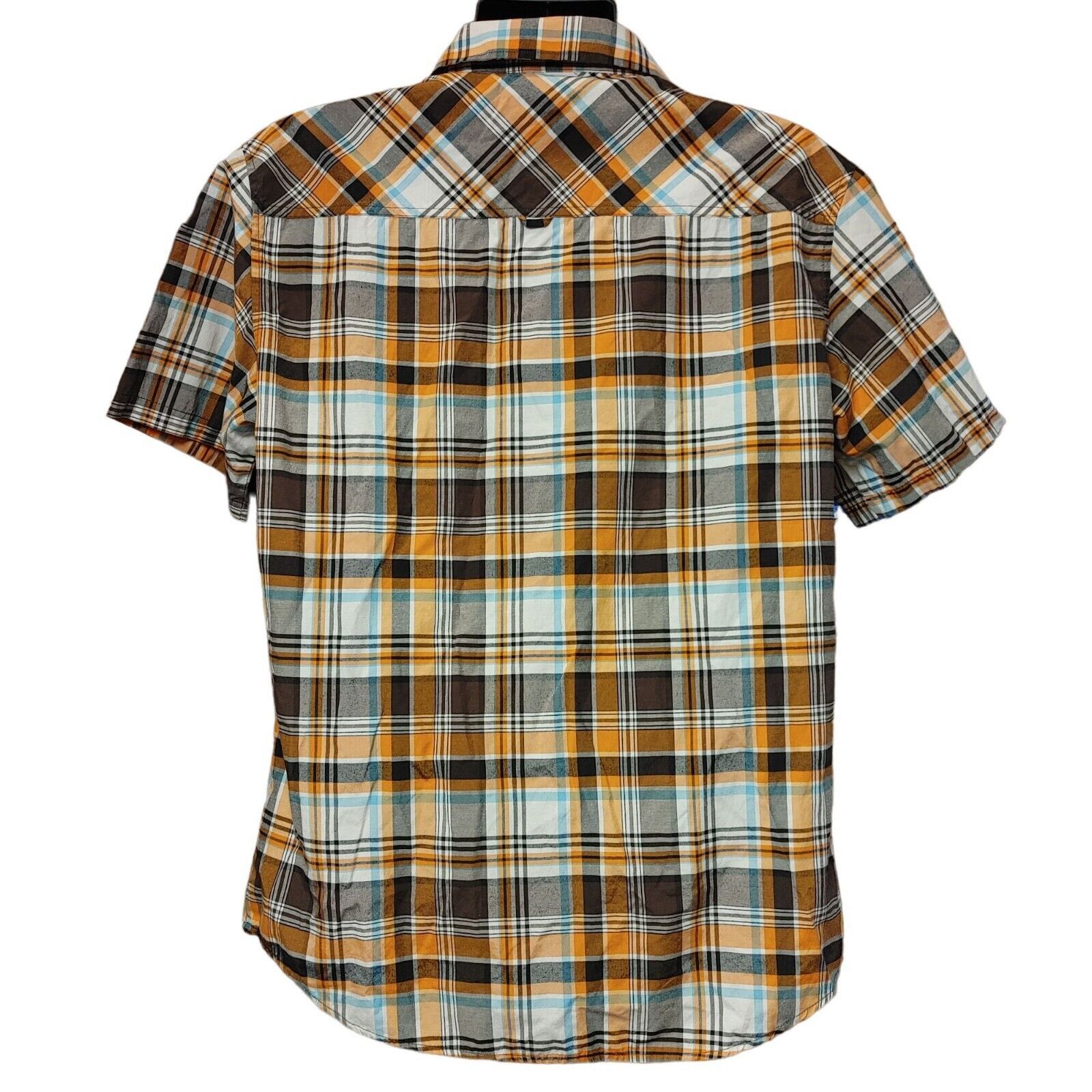 Other Ablanche Men's Orange/Gray Plaid Short Sleeve Button Down Size US L / EU 52-54 / 3 - 2 Thumbnail