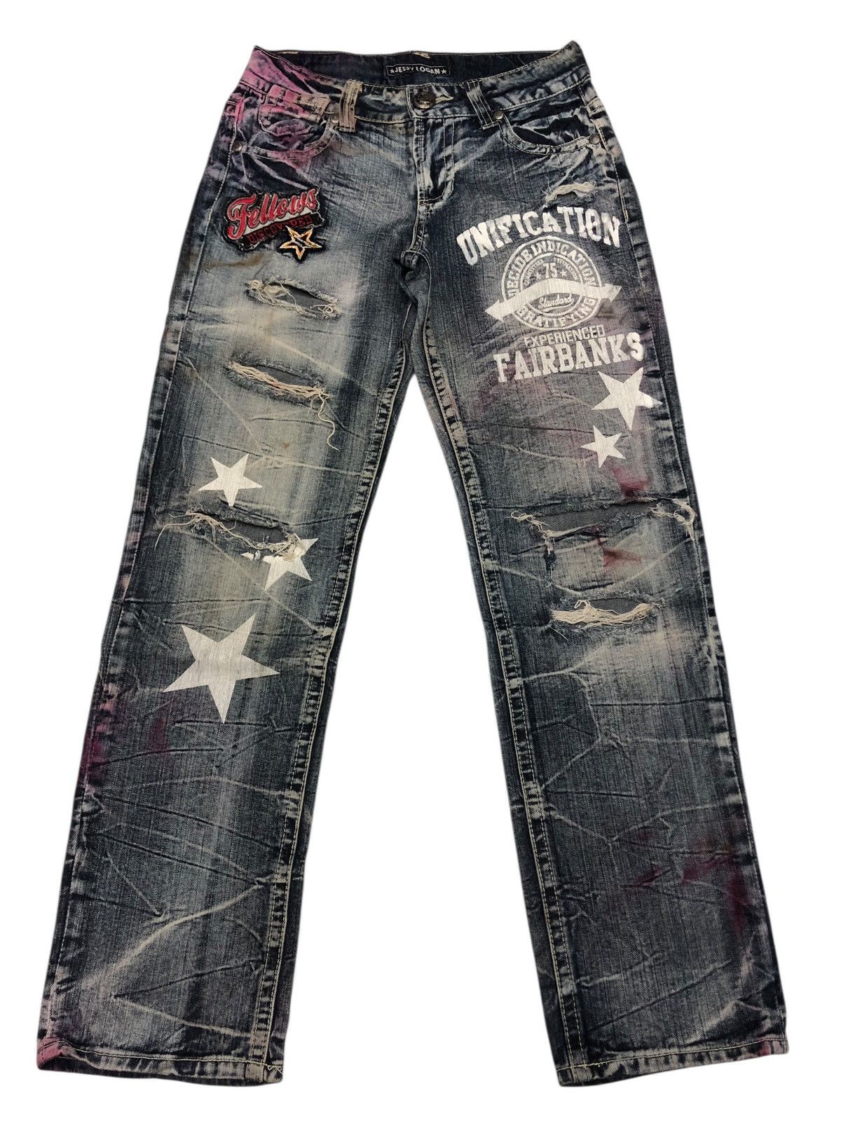 Hysteric Glamour × Undercover 🔥JESSY LOGAN THRASHED DISTRESSED DENIM PUNK JEANS Size US 28 / EU 44 - 1 Thumbnail