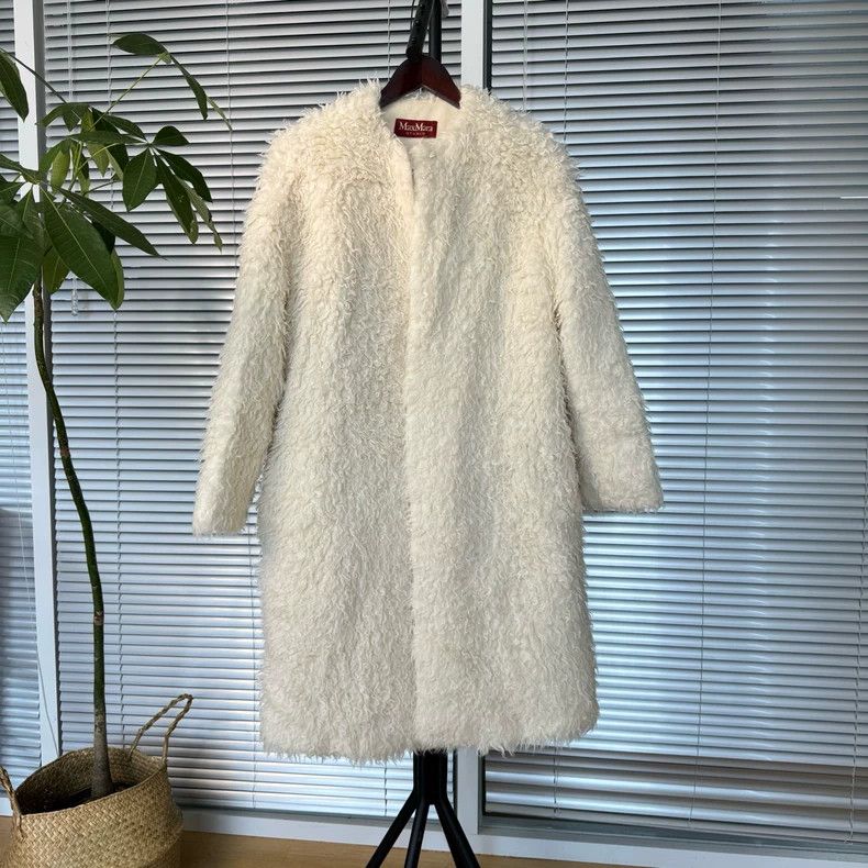 Max Mara Max Mara Women's Round Neck Midi White Coat Size M / US 6-8 / IT 42-44 - 1 Thumbnail