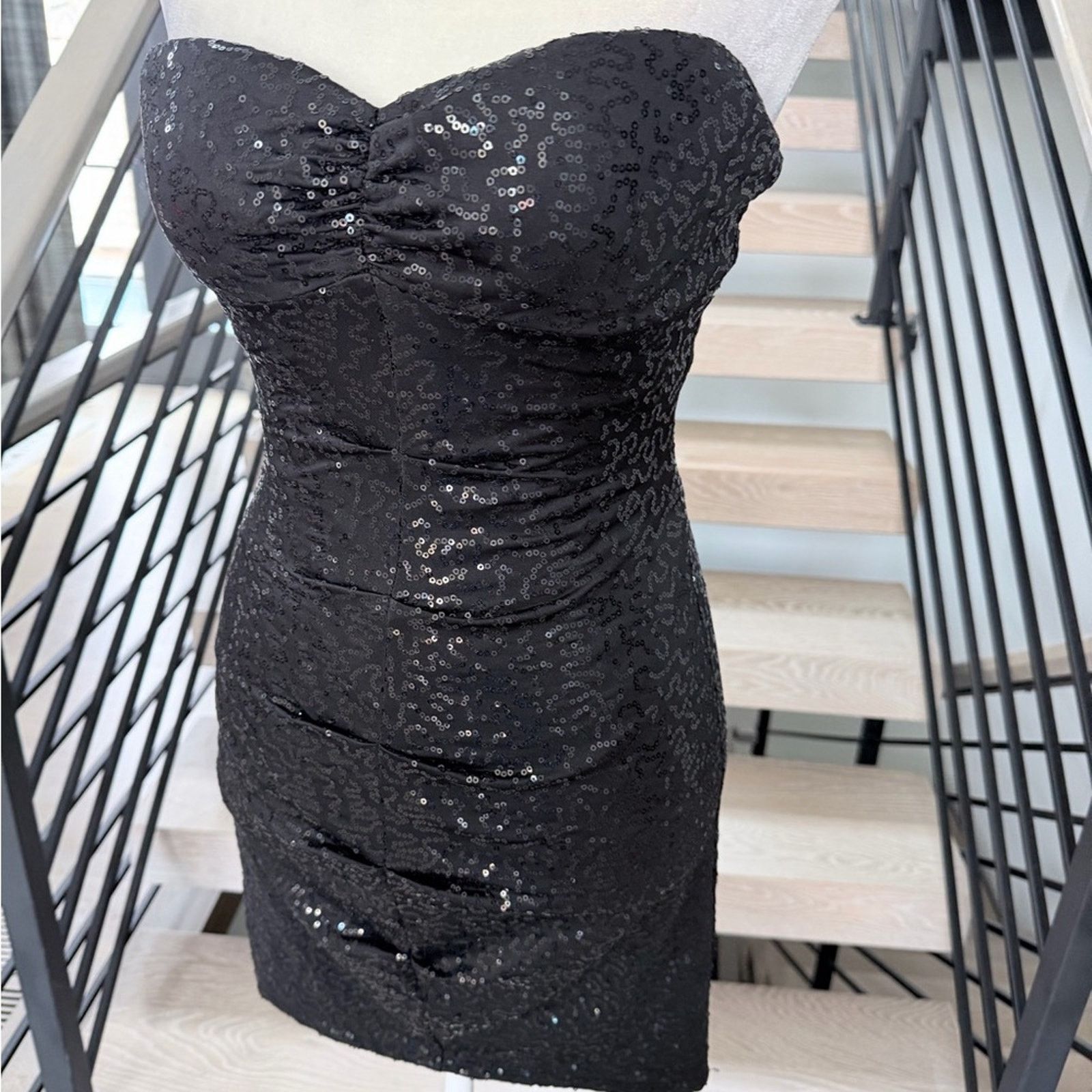 Other New Y2K Black Sequin Mini Strapless Dress size XS Size XS / US 0-2 / IT 36-38 - 3 Thumbnail