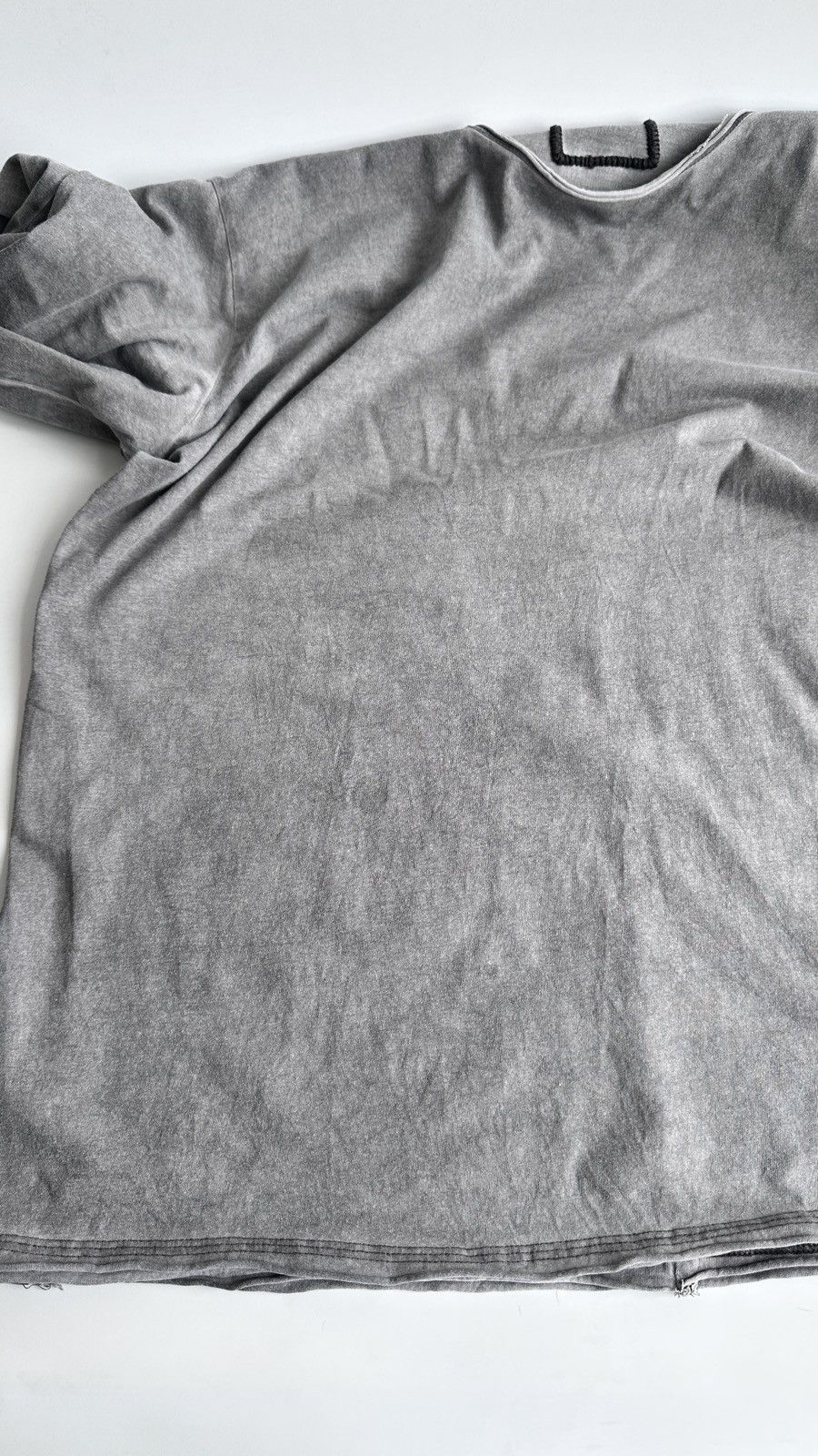 tigha Tigha Grey Acid Washed Longsleeve Cotton Top Raw Hem Grunge Size US L / EU 52-54 / 3 - 16 Thumbnail
