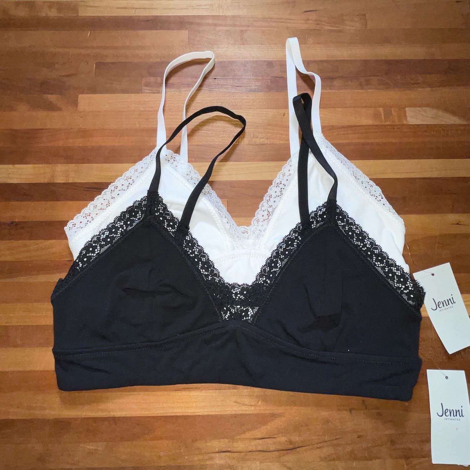 NO ID Jenni Wide Lace Bralette, set of 2 black/white Small Size ONE SIZE - 1 Thumbnail