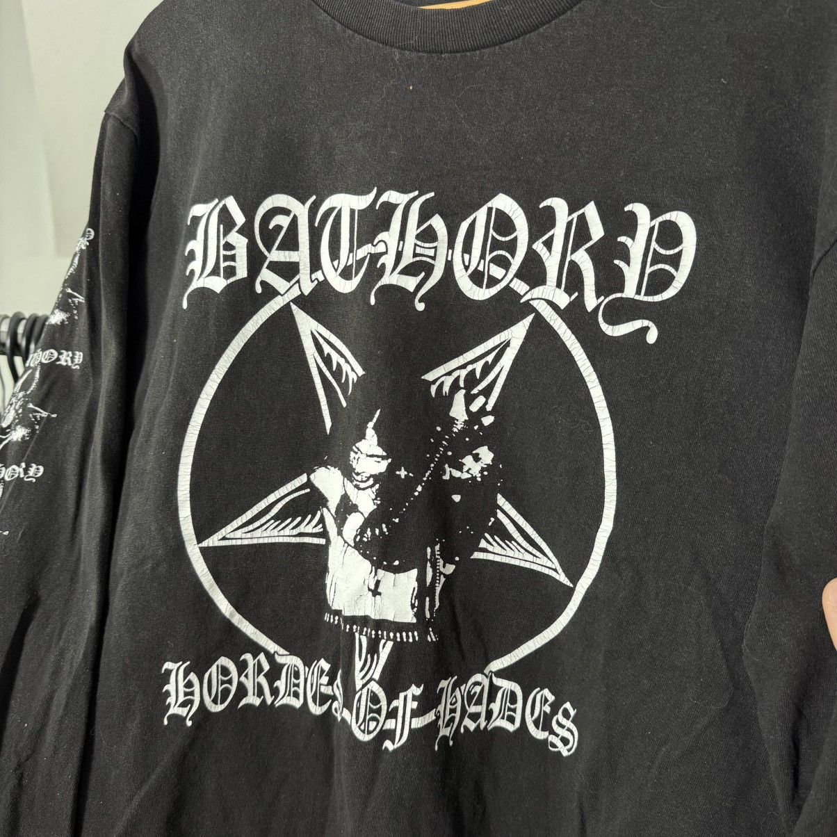 Band Tees × Vintage Vintage Bathory Washed Distressed Longsleeve black metal 666 Size US XL / EU 56 / 4 - 12 Thumbnail