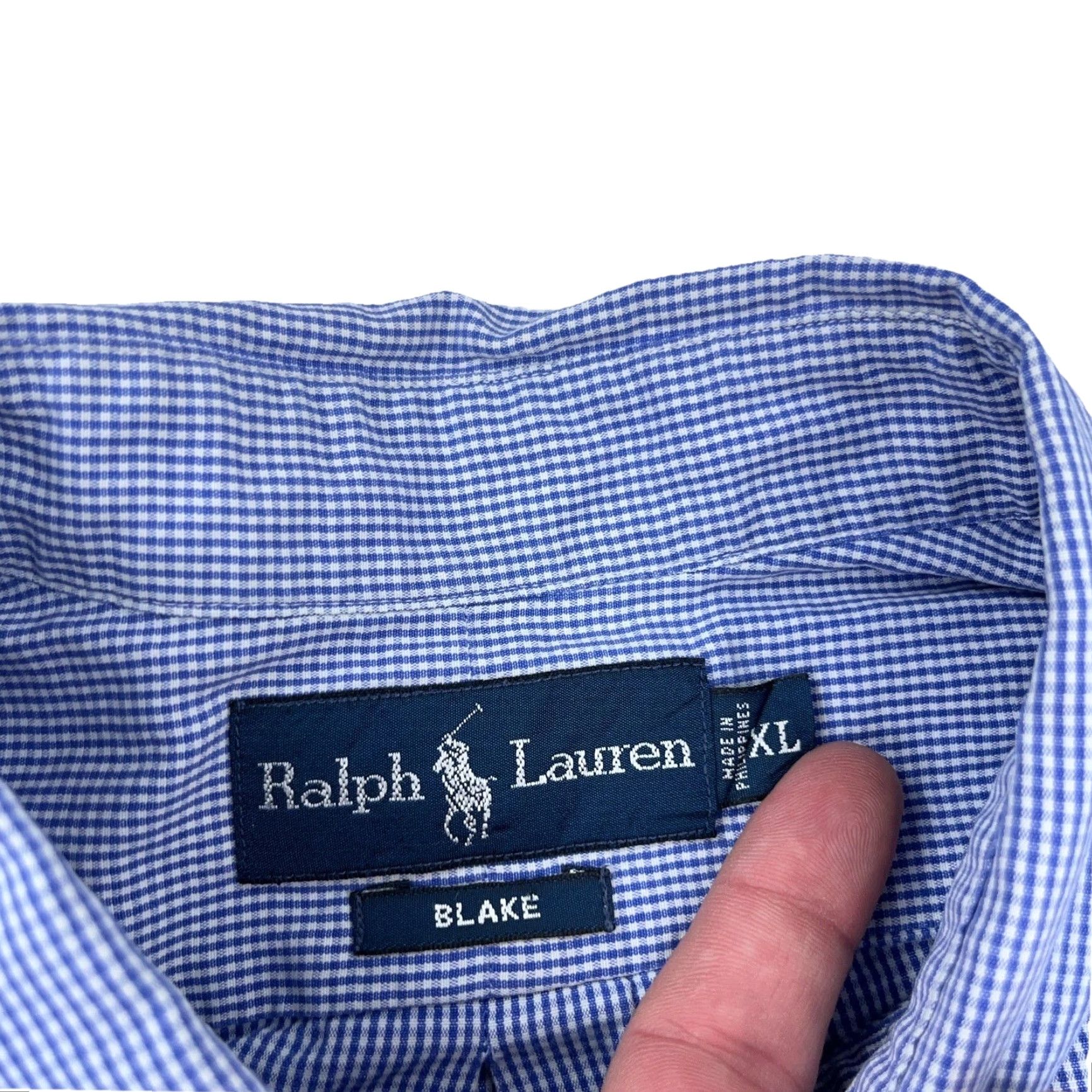 Ralph Lauren Ralph Lauren Button-Up Shirt Men XL Blue White Check Casual Regular Fit Size 46R - 3 Thumbnail