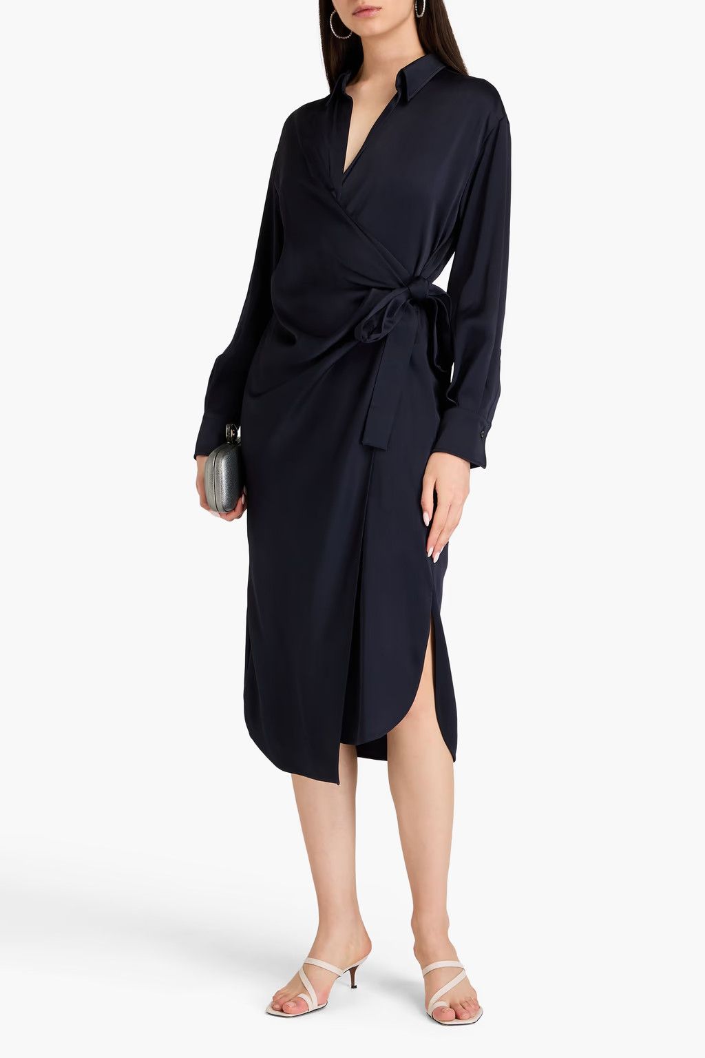 Brunello Cucinelli o1y0725 Midi Dress in Navy Blue Size XS / US 0-2 / IT 36-38 - 2 Thumbnail