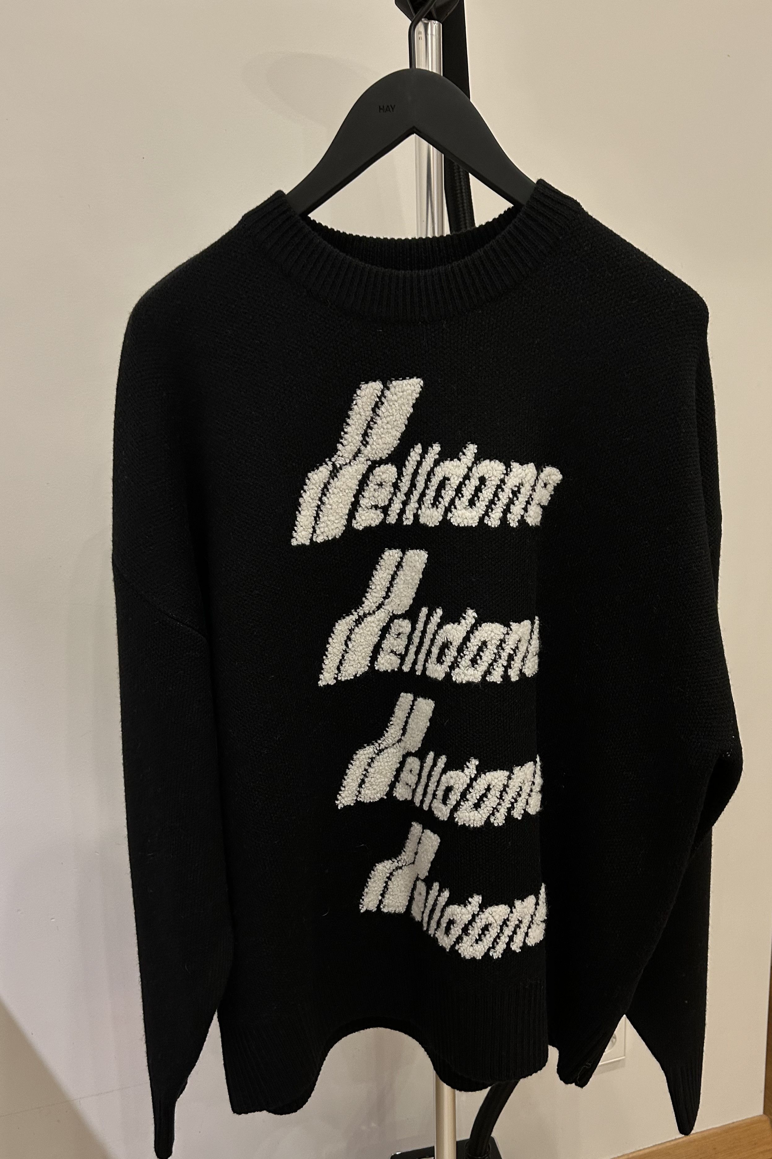 WE11DONE Black Logo Pile Knit Sweater Size US L / EU 52-54 / 3 - 4 Thumbnail