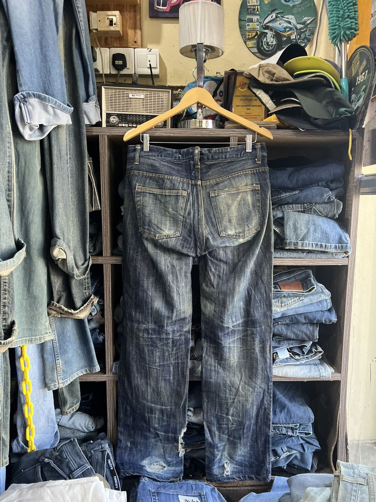 Other 🔥Rare Macarena Full Zipper Distressed Denim Size US 33 - 2 Thumbnail
