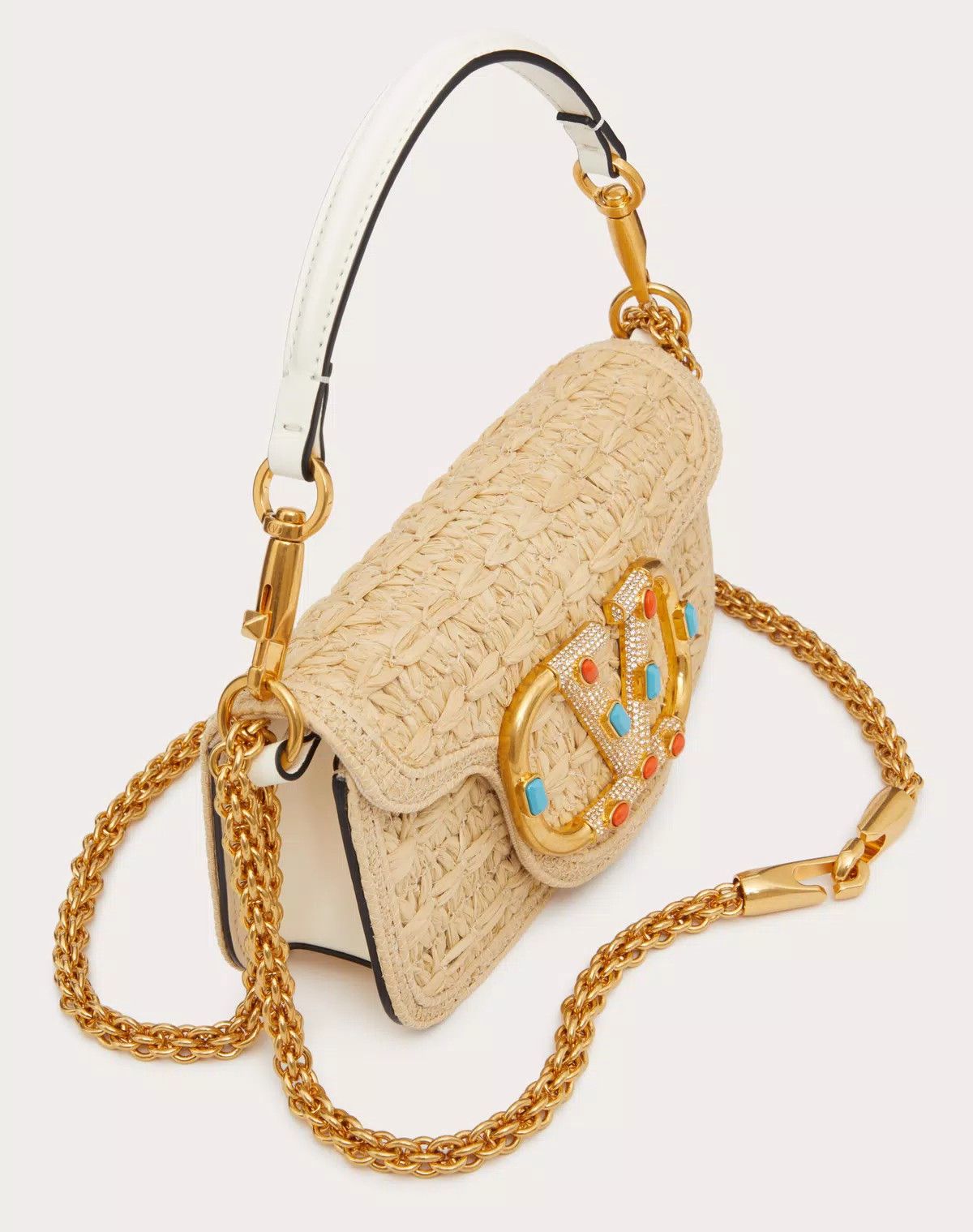 Valentino oc11z0725 Size:OS/Locò Raffia Shoulder Bag in Beige Size ONE SIZE - 5 Thumbnail