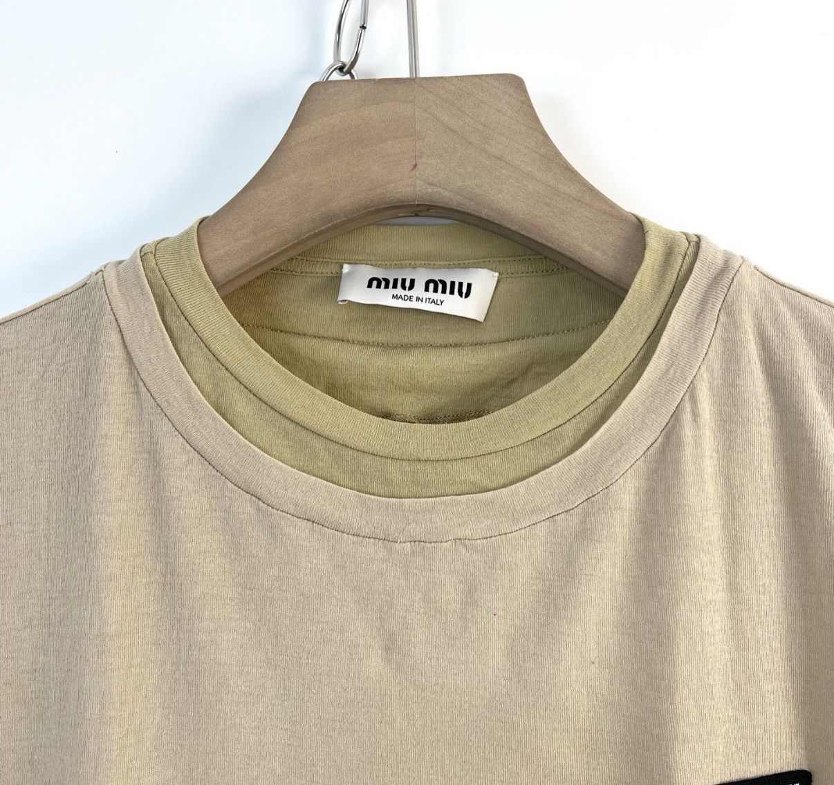 Miu Miu Miu Miu Fake Two-Piece Layered Short Sleeve T-Shirt K12 Size US XS / EU 42 / 0 - 3 Thumbnail