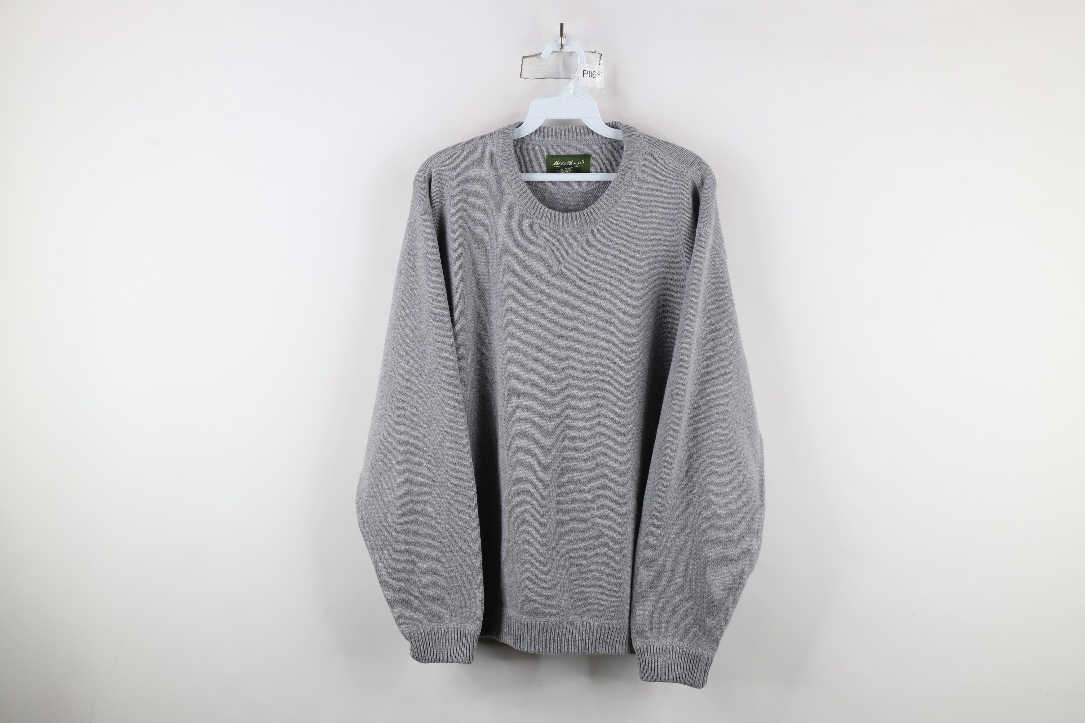 Vintage 90s Eddie Bauer Heavyweight Cotton Knit Sweater Gray