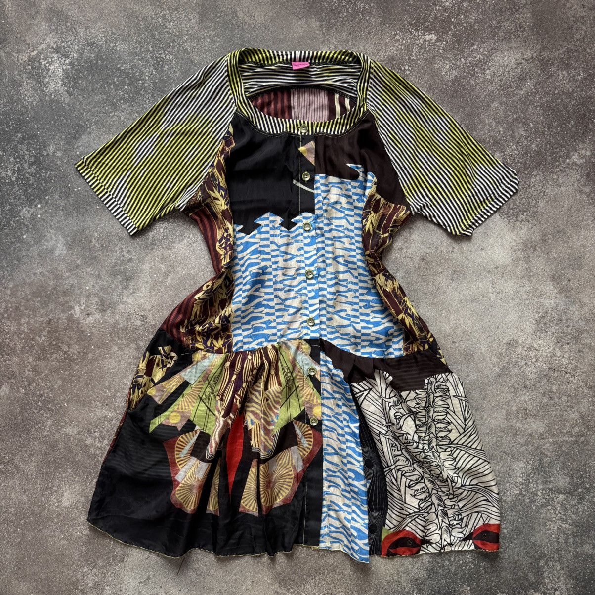 Hysteric Glamour Save the Queen Vintage Y2K Avant Garde Abstract Silk Dress Size S / US 4 / IT 40 - 1 Thumbnail