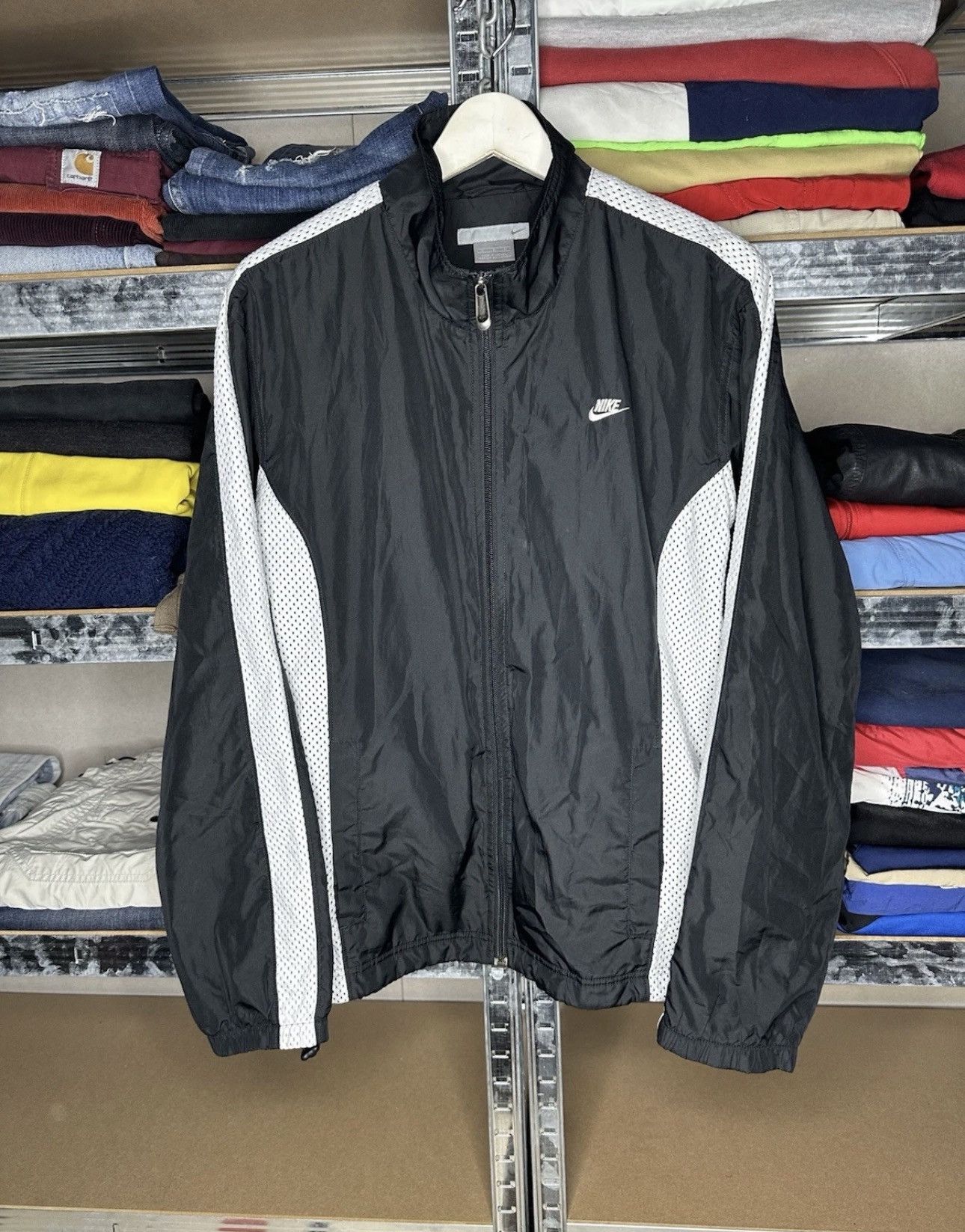 Nike Vintage Nike Swoosh Black White Mesh Panel Track Jacket Size US M / EU 48-50 / 2 - 1 Thumbnail