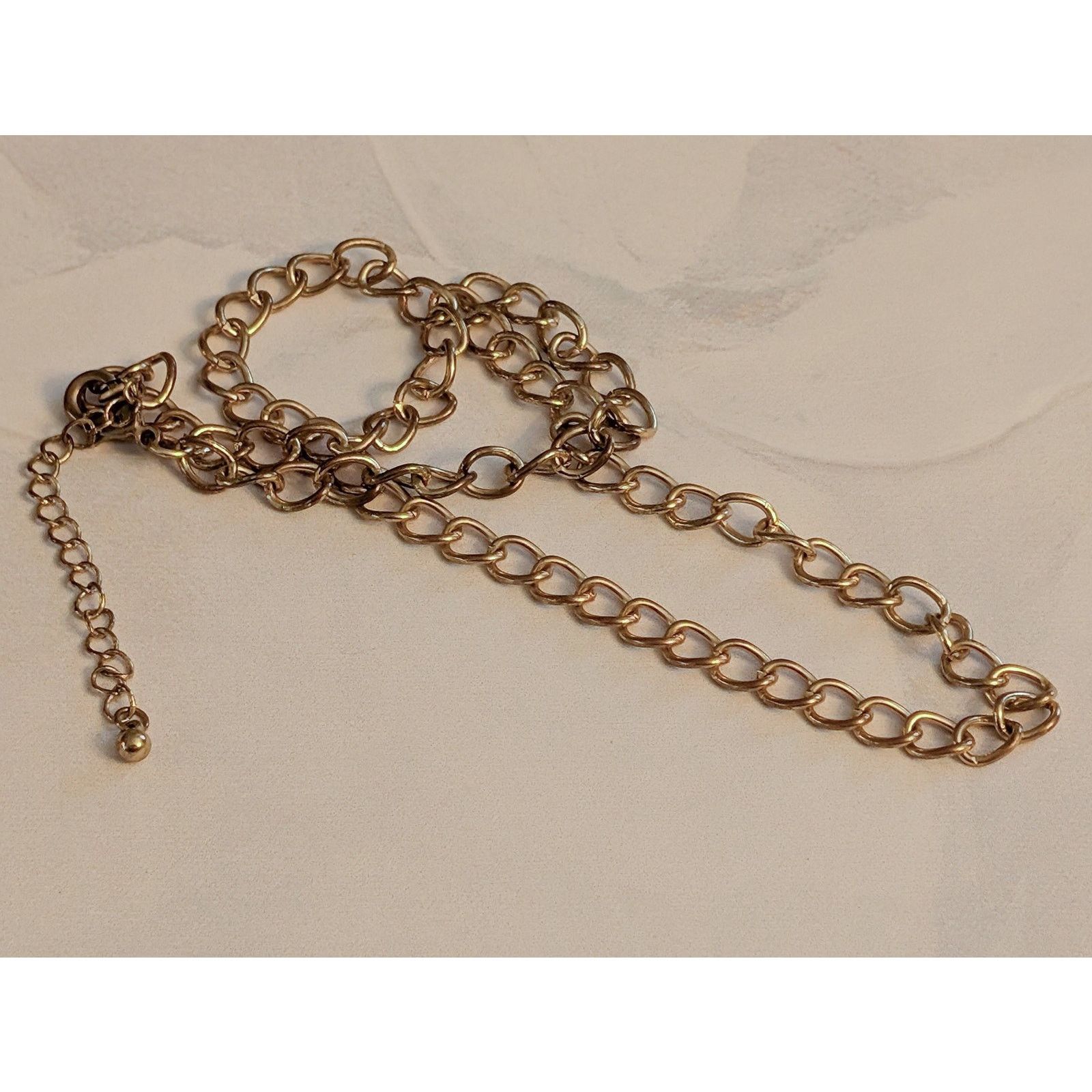 Vintage VTG 1980s 18" Gold-Tone Curb Link Necklace + 2 1/2" Extender Size ONE SIZE - 4 Thumbnail