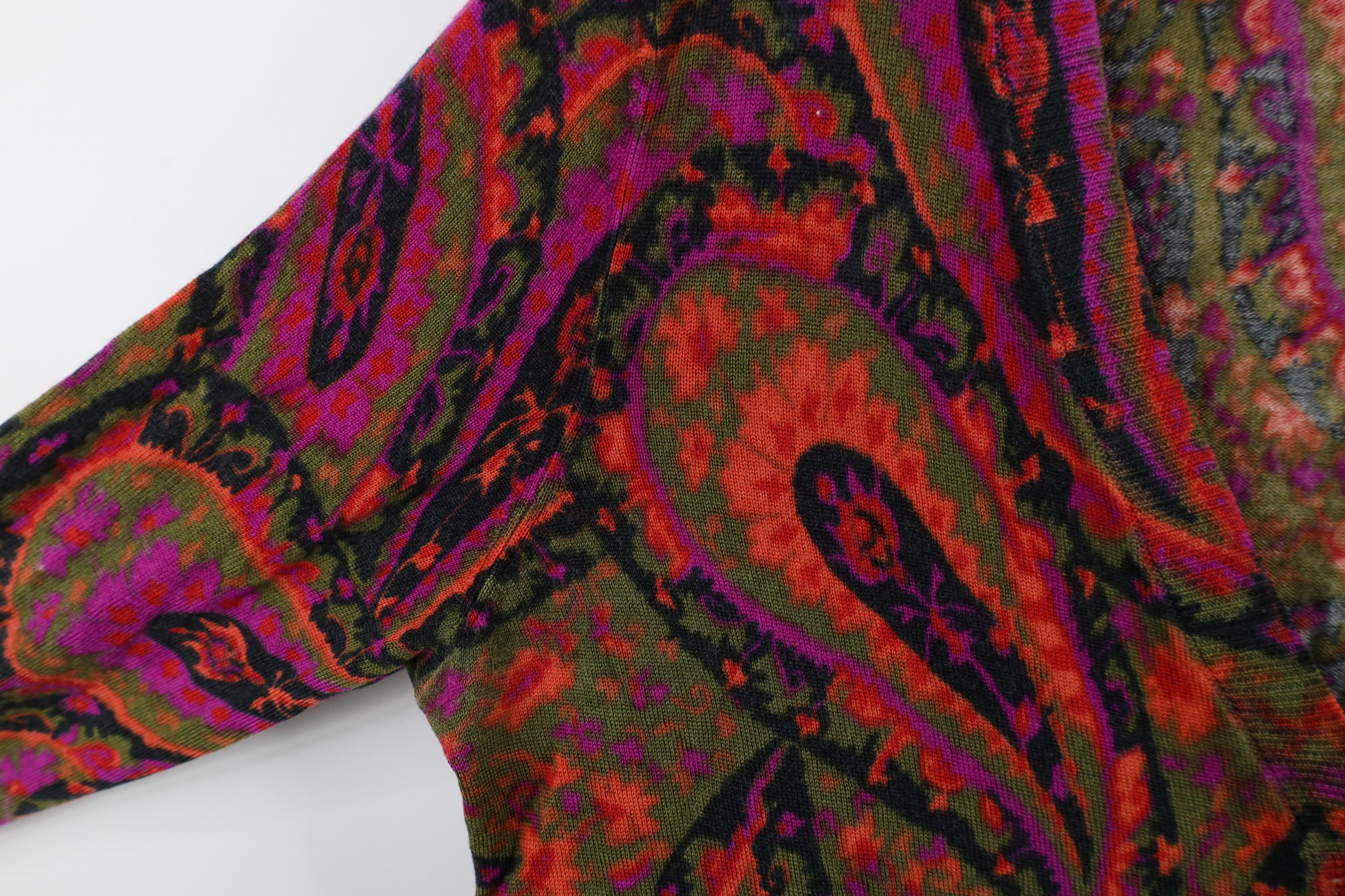 Vintage Vintage Streetwear Paisley Merino Wool Knit Cardigan Sweater Size M / US 6-8 / IT 42-44 - 6 Thumbnail