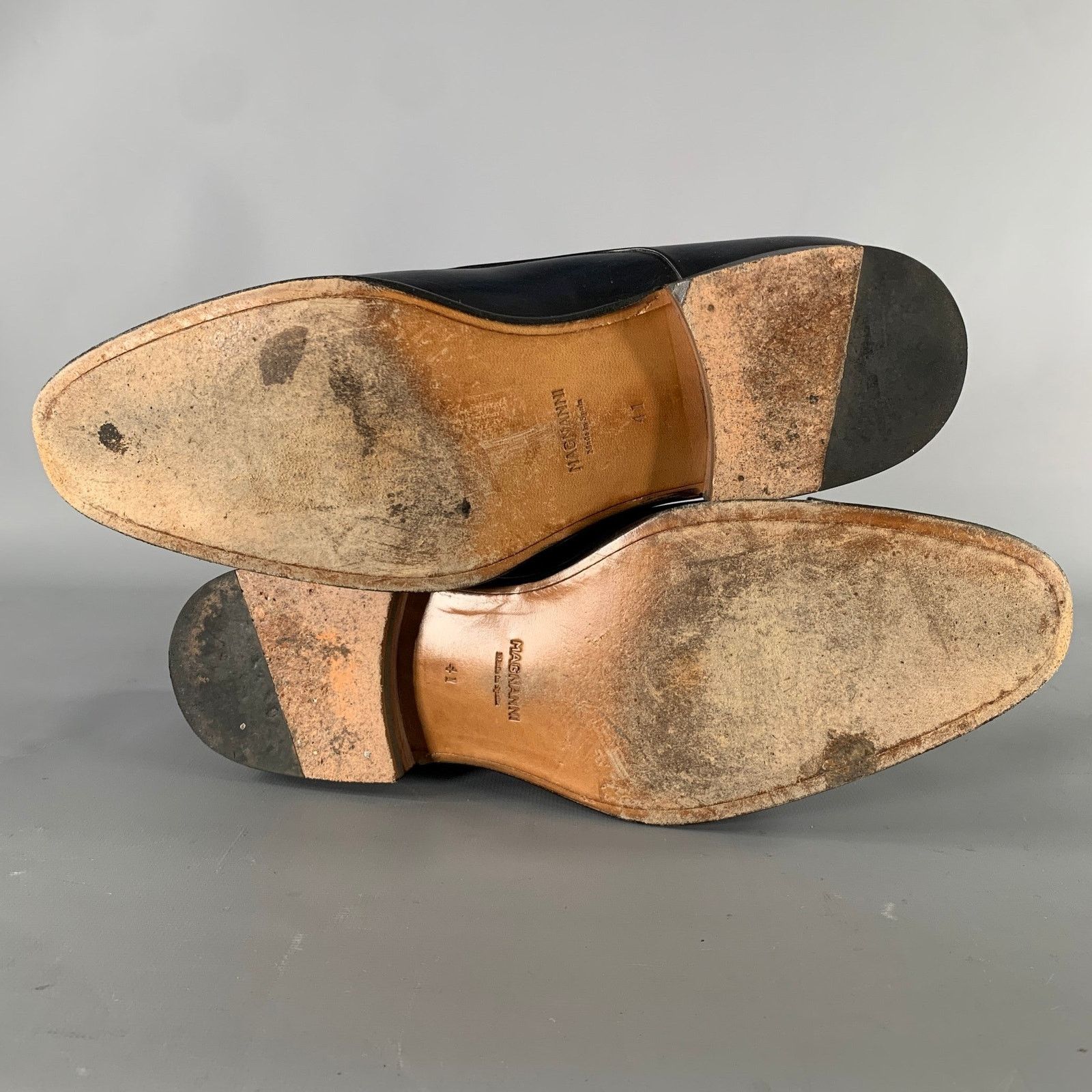 Magnanni MAGNANNI Size 8 Navy Black Leather Double Monk Strap Loafers Size US 8 / EU 41 - 6 Thumbnail