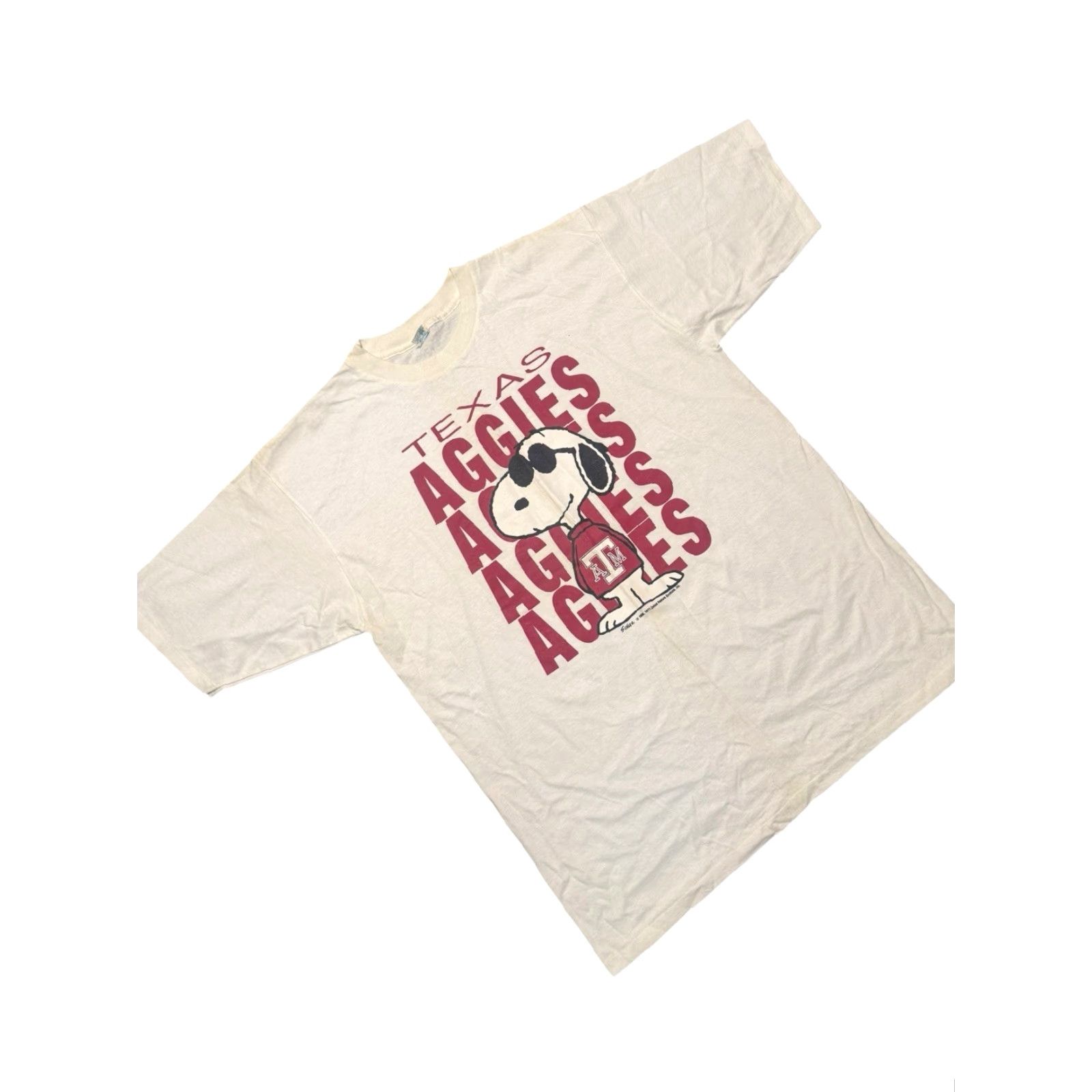 Vintage VINTAGE Texas A&M SNOOPY All Over Print T-Shirt 90s Single Stitch XL White Men | Graphic Print Crew Neck Short Sleeve Cartoon Peanuts Aggies AOP Shirt Size US XL / EU 56 / 4 - 3 Thumbnail