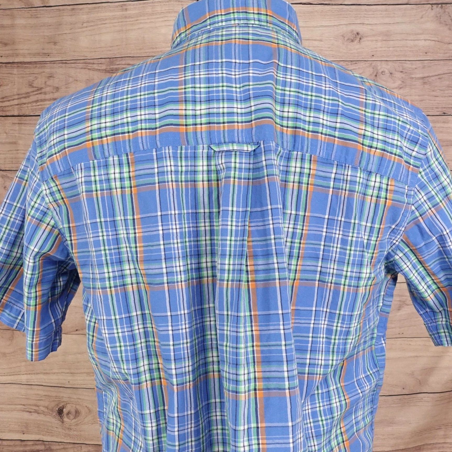 Chaps Chaps Shirt Mens M Blue Plaid Short Sleeve Button-Up Cotton Blend Polyester Size US M / EU 48-50 / 2 - 5 Thumbnail