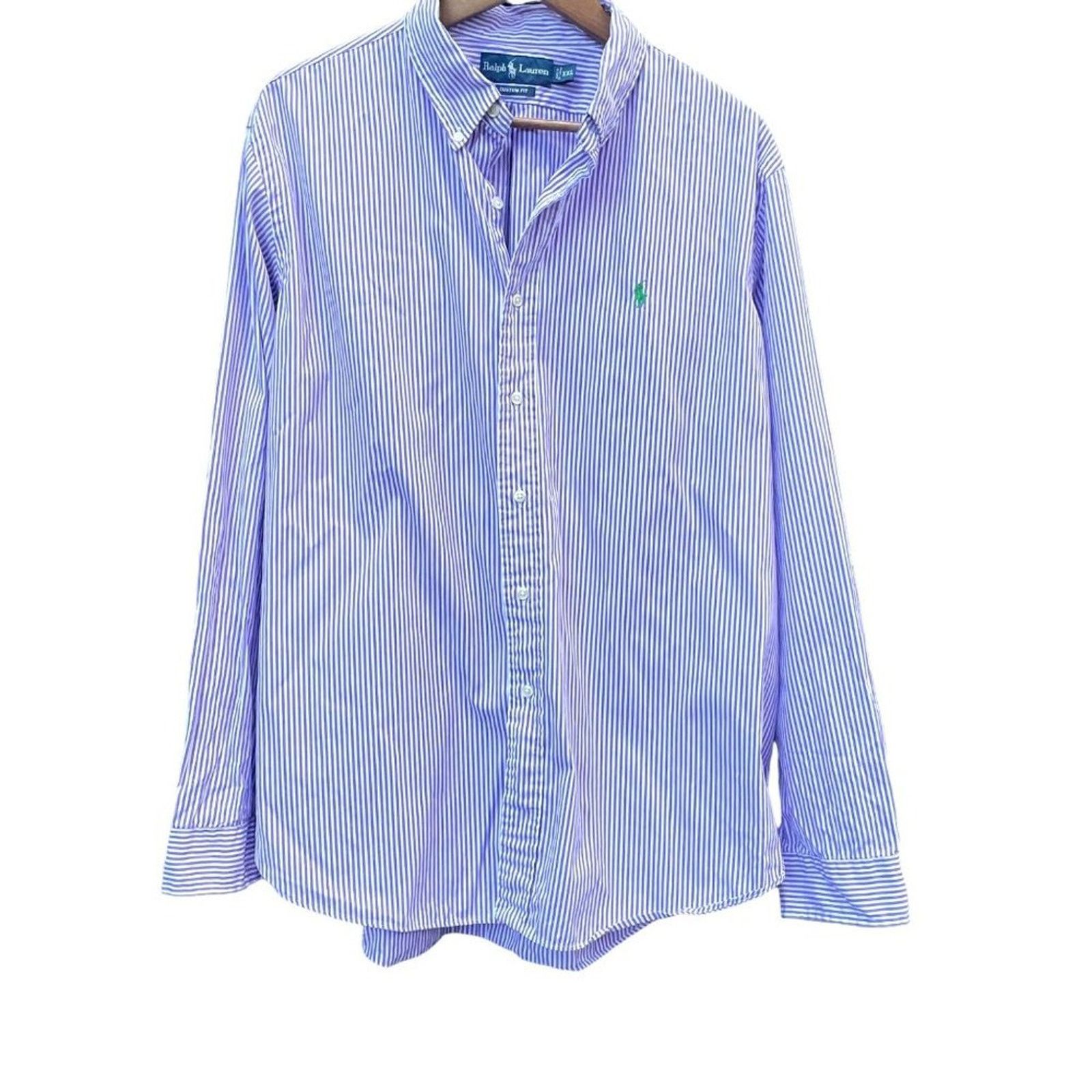 Ralph Lauren Ralph Lauren Custom Fit Oxford Purple White Striped Size US XXL / EU 58 / 5 - 6 Thumbnail