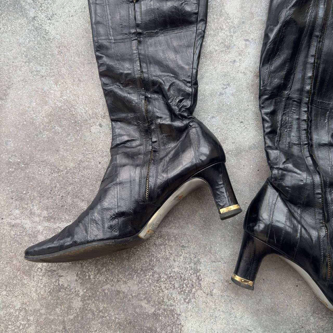 Dolce & Gabbana D&G Dolce & Gabbana Vintage Black Leather Knee High Boots Size US 11 / IT 41 - 9 Thumbnail