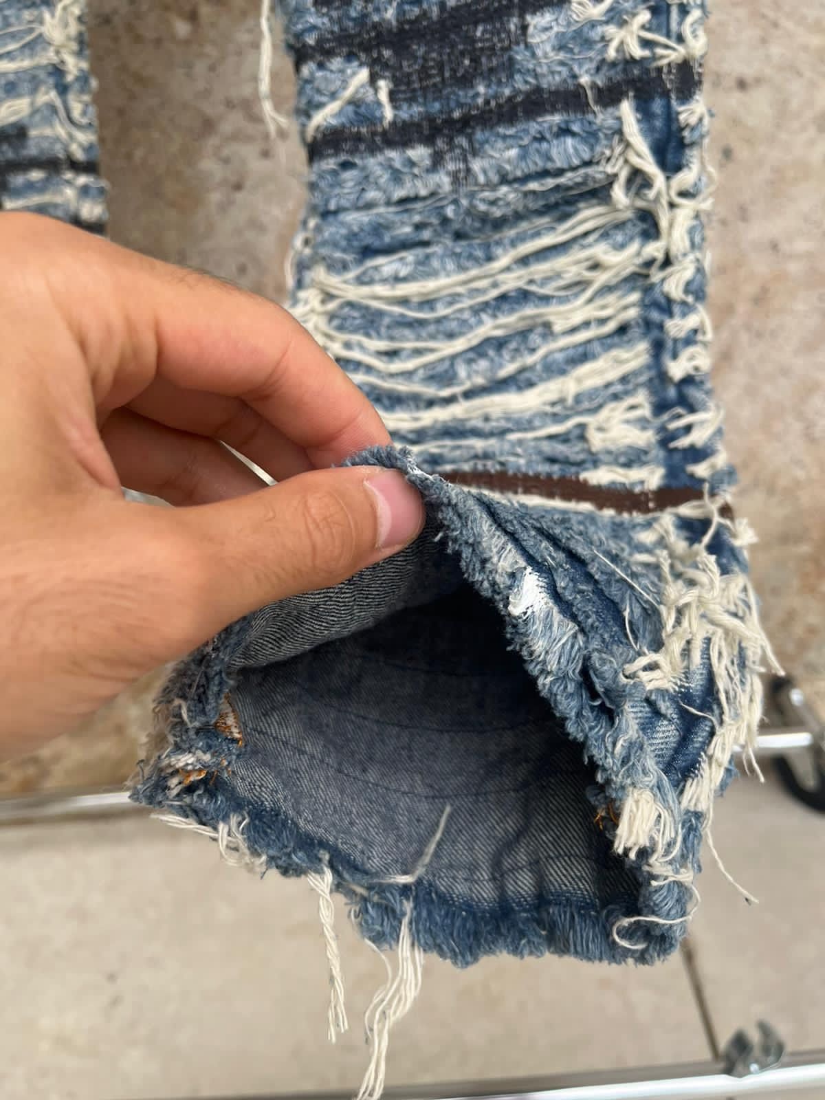 Alyx × Blackmeans 6 Pocket Blackmeans Distressed & Frayed Denim in Blue Size US 36 / EU 52 - 12 Thumbnail