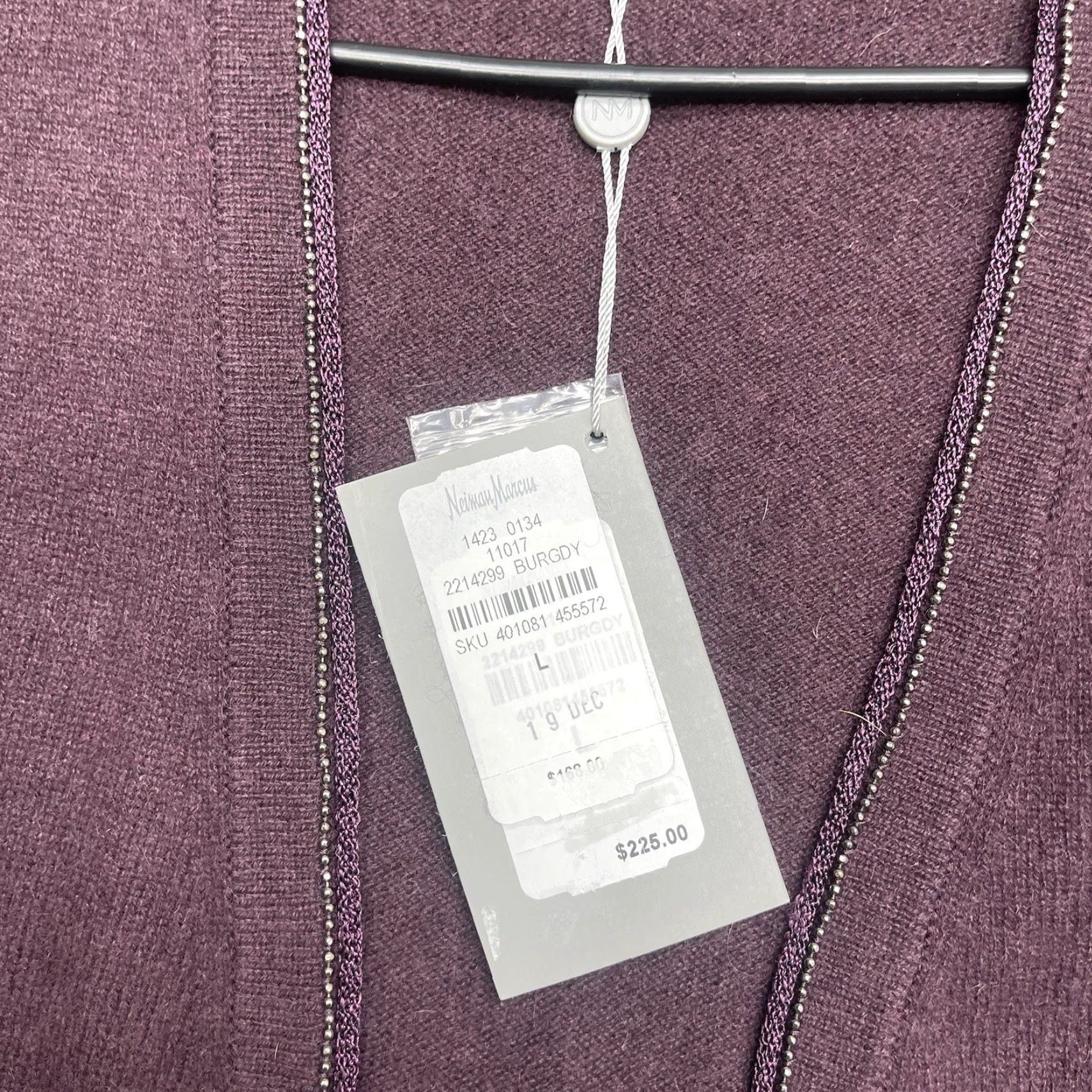 Neiman Marcus Neiman Marcus Cardigan Sweater Womens L Purple 100% Cashmere Sequin Beaded NWT Open Lightweight Slim Size L / US 10 / IT 46 - 3 Thumbnail