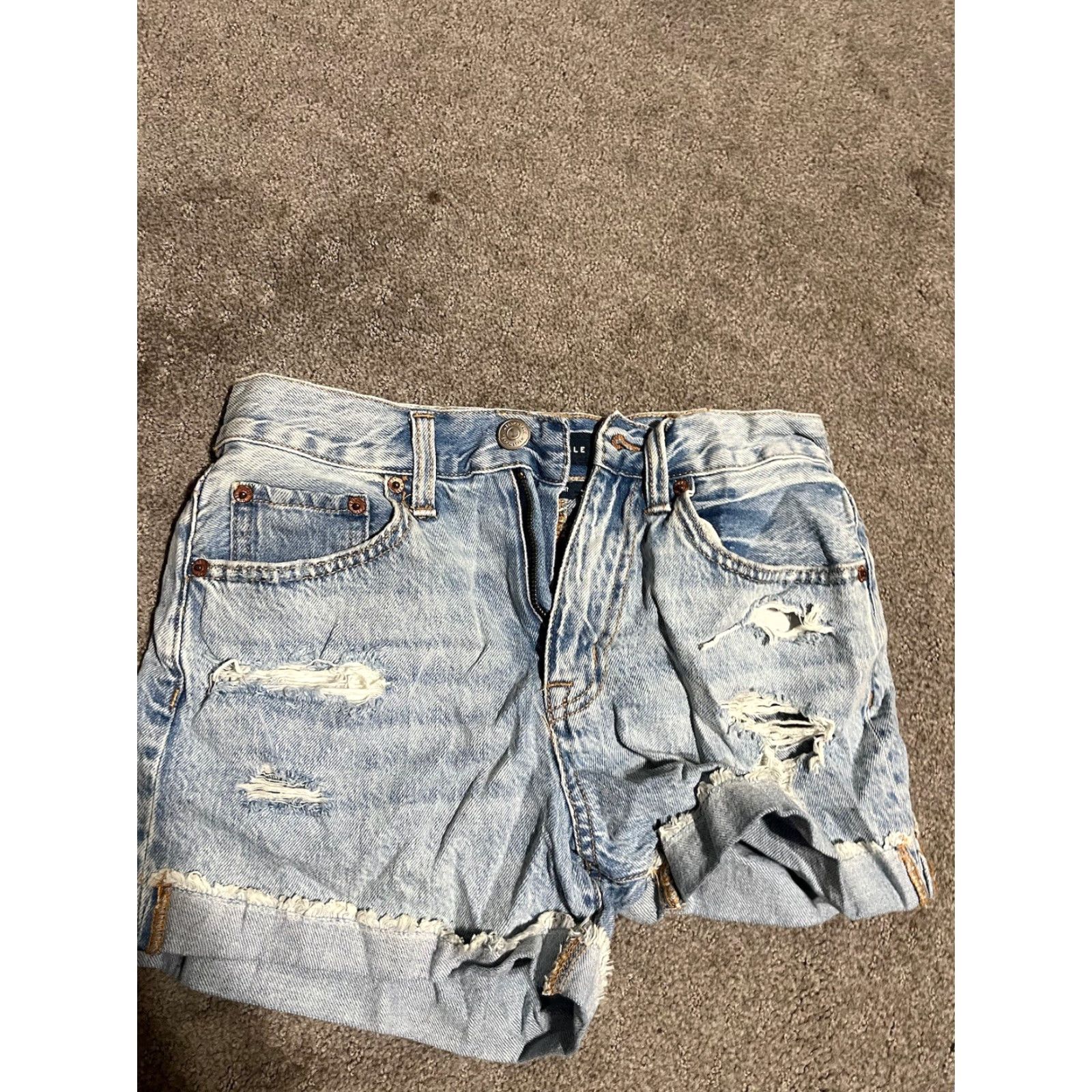 Vintage Aéropostale Denim Mom Shorts Women's Size 0 Blue Distressed Cuff High Rise Denim Shorts Size 25" / US 0 / IT 36 - 2 Thumbnail
