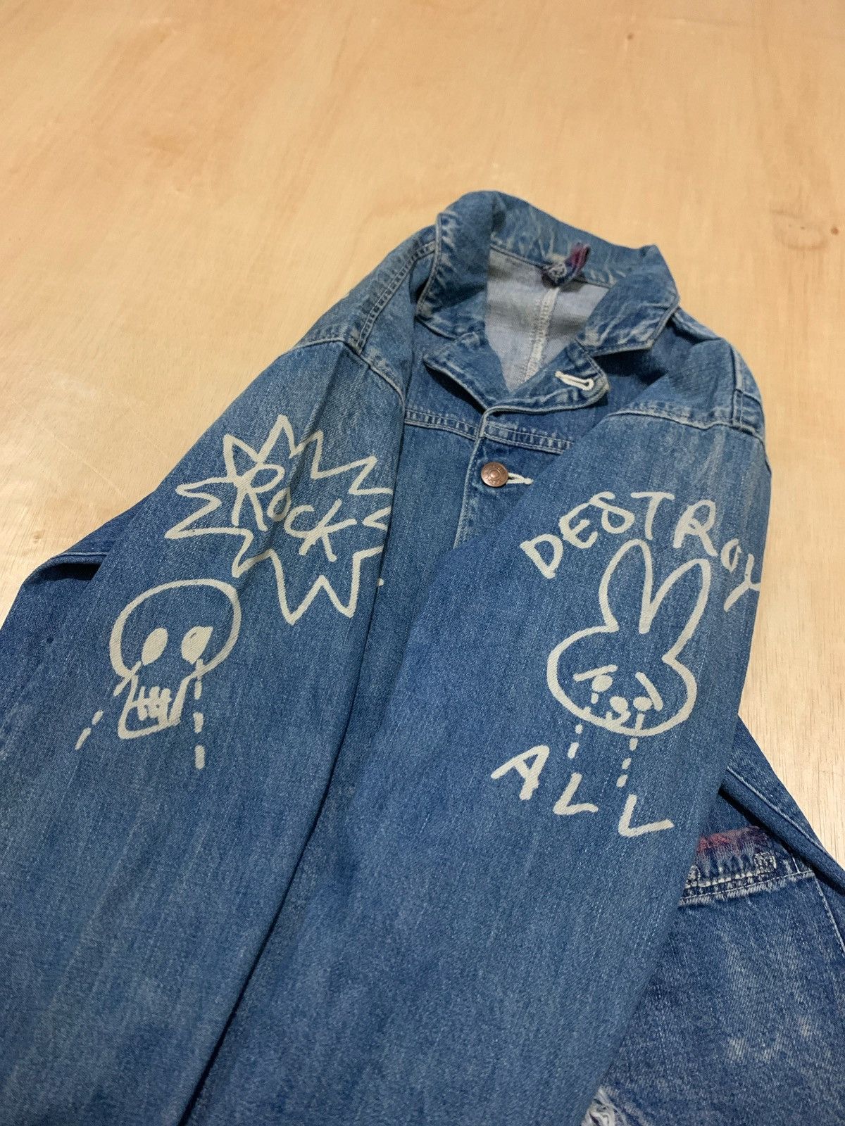 Hysteric Glamour × Japanese Brand Vintage Hysteric Glamour Distressed Denim Jakcet Size ONE SIZE - 10 Thumbnail