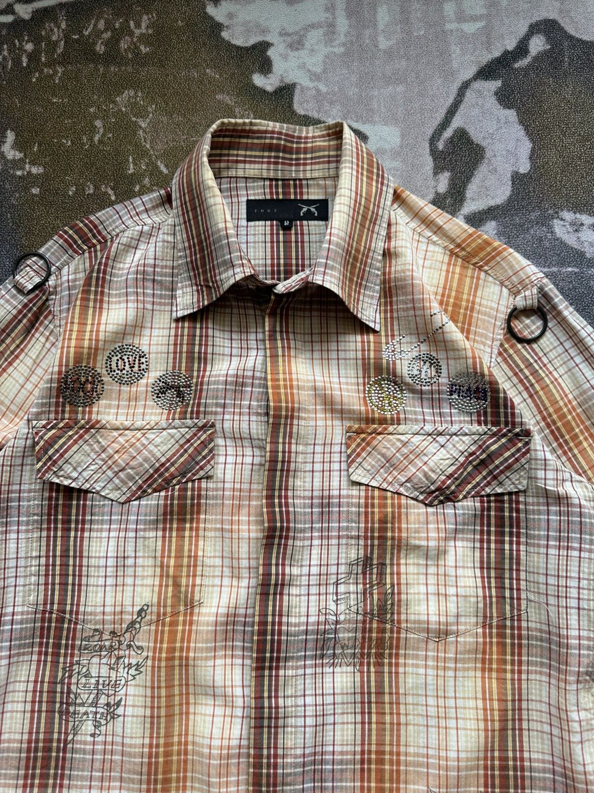 roarguns 2006SS - Roarguns “ Love & Peace “ shadow plaid shirt Size US M / EU 48-50 / 2 - 5 Thumbnail
