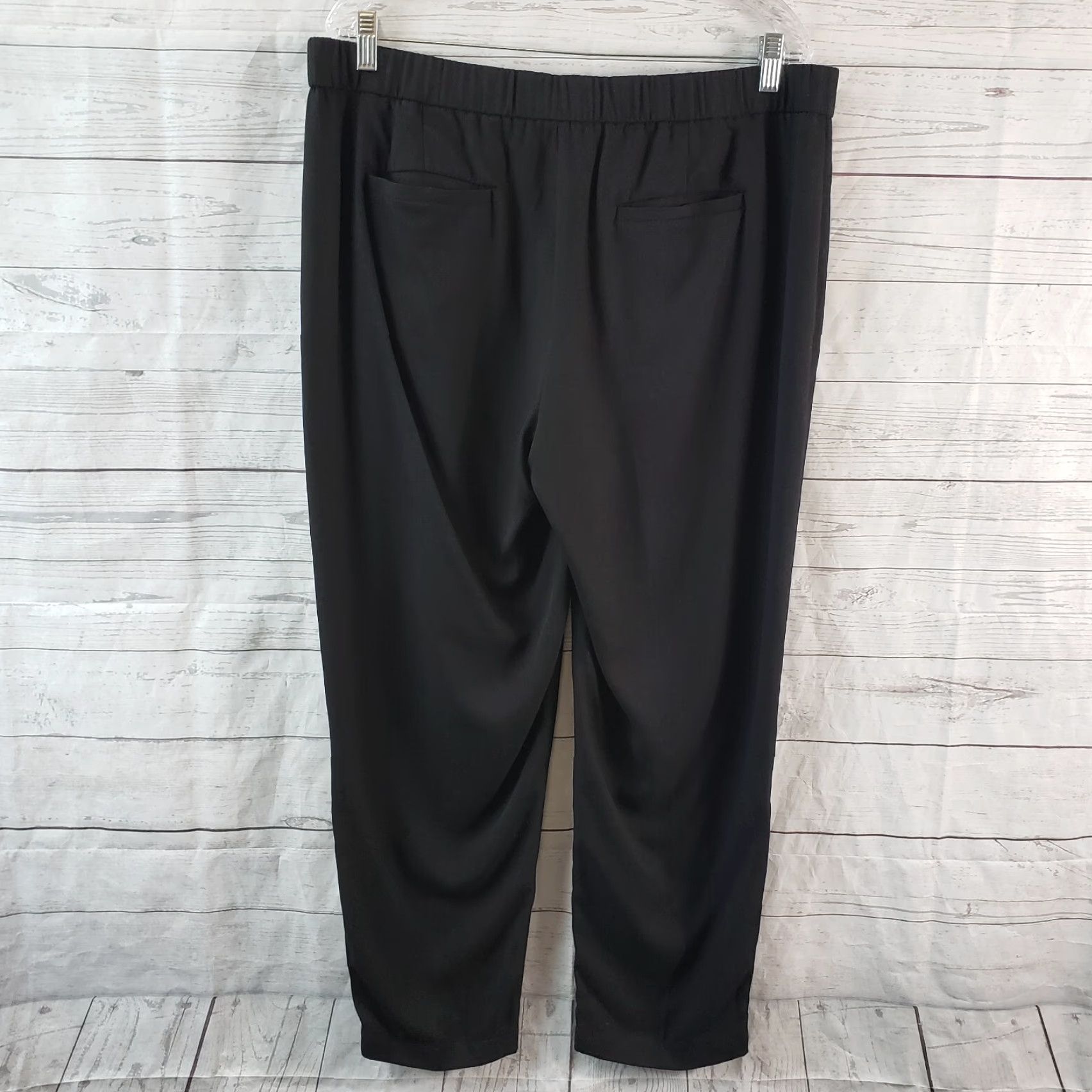 Eileen Fisher Eileen Fisher Pants Womens Pull On Solid Black Lyocell Tencel Size L Waist 18.5 Inseam 28 Black Womens Size 36" / US 14 / IT 50 - 3 Thumbnail