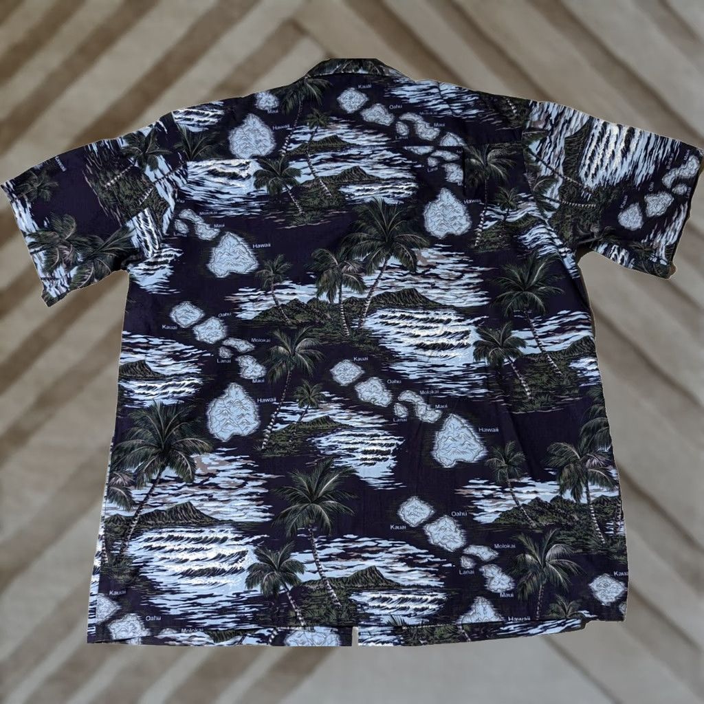 Vintage FAVANT Men XL Blue Floral 100% Cotton Hawaii Map Print Hawaiian Camp Shirt Size US XL / EU 56 / 4 - 1 Thumbnail