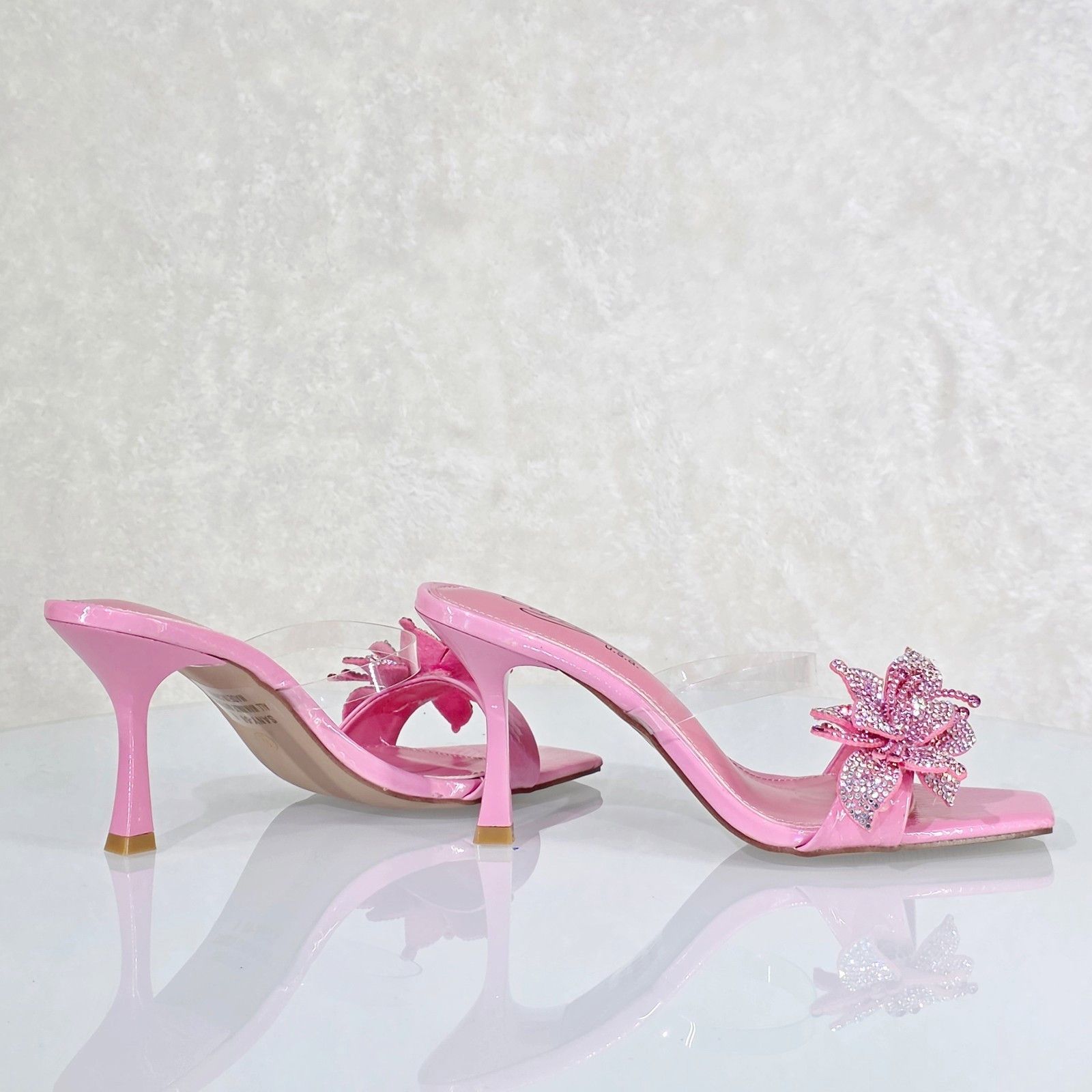 Other Lily Rhinestone Flower Pink Slip On 3.25" Heel Casual Evenin Size US 7.5 / IT 37.5 - 4 Thumbnail