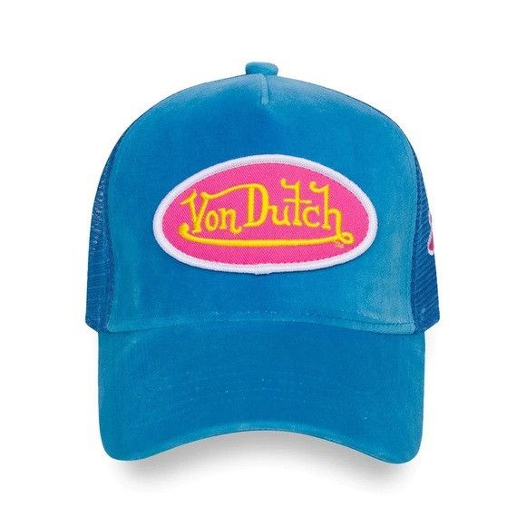 Designer × Von Dutch NWT VON DUTCH BLUE HOLLYWOOD VELVET TRUCKER HAT Size ONE SIZE - 1 Thumbnail