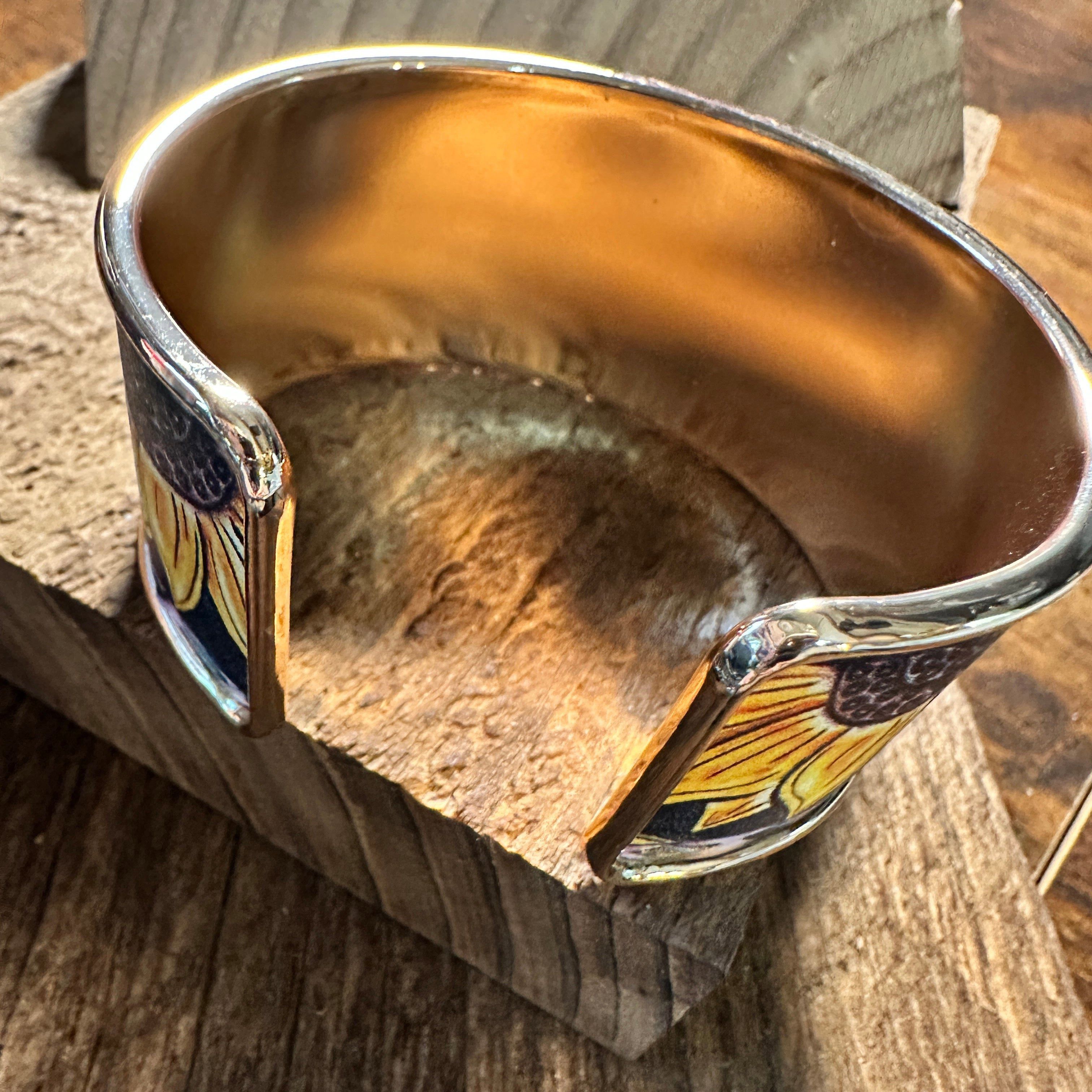 Other Boho Western Chic Sunflowers Wide Cuff Bangle Bracelet, Flor Size ONE SIZE - 8 Thumbnail