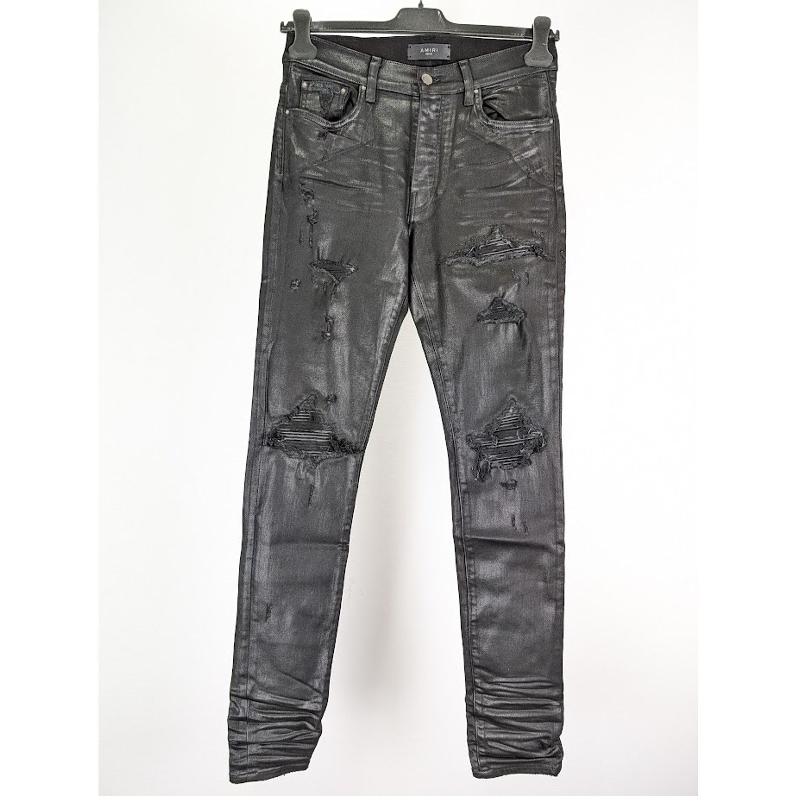 Amiri o1rshd1 Q:2 / Coated MX1 Jeans in Black Size US 33 - 2 Thumbnail