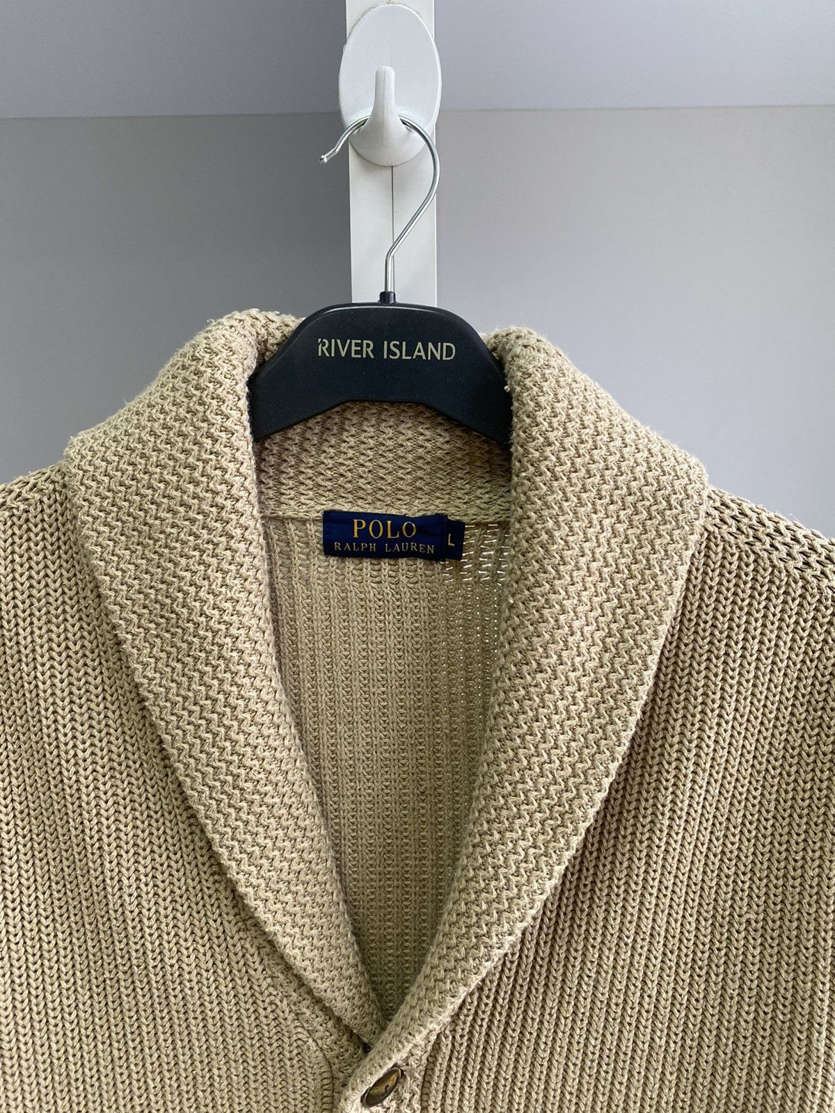 Polo Ralph Lauren × Ralph Lauren × Vintage Vintage Polo Ralph Lauren Knitted Beige Cardigan Size US L / EU 52-54 / 3 - 7 Thumbnail