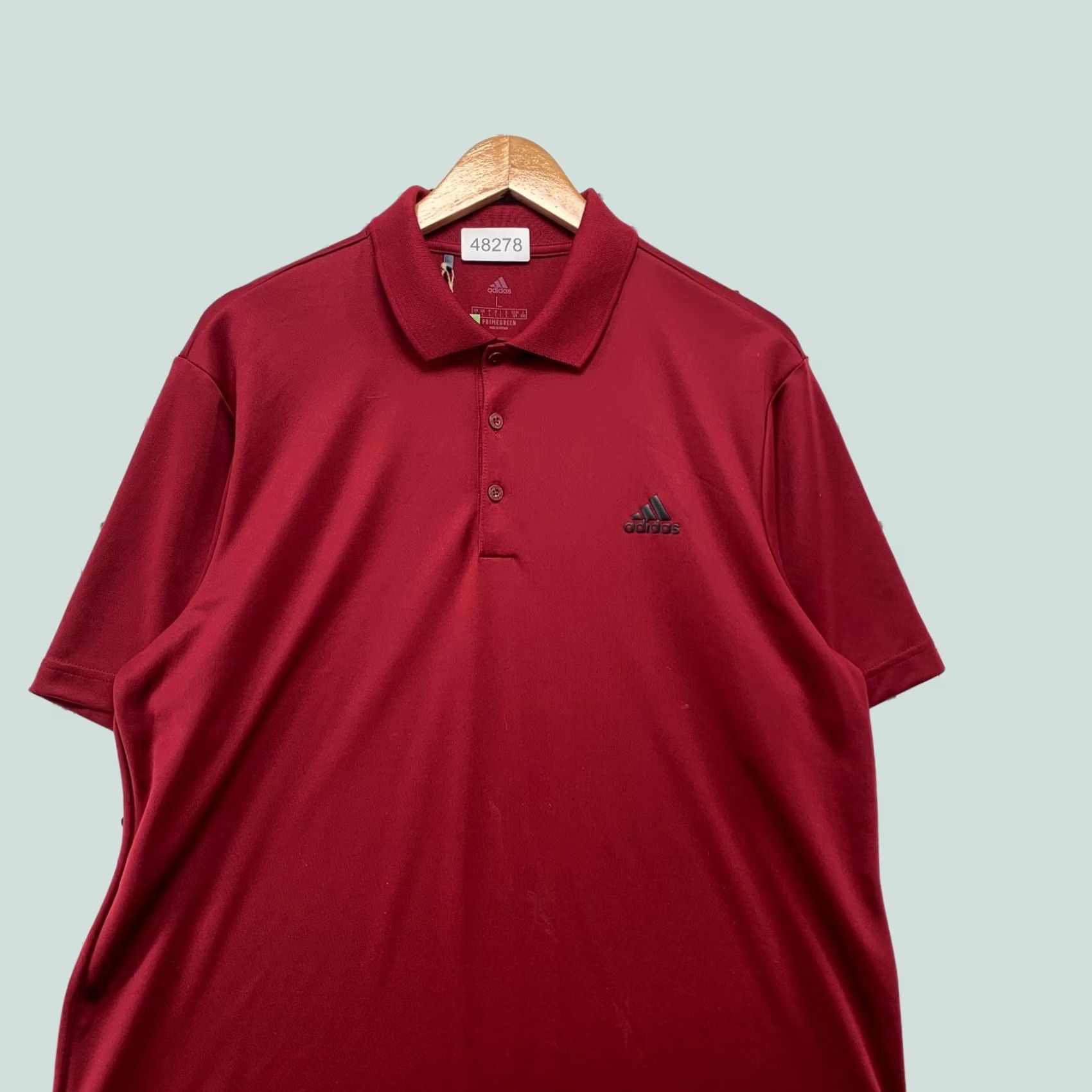 Adidas ADIDAS Polo Shirt Mens Large Red Primegreen Short Sleeve Button Up Polo Mens Red Primegreen Shirt Size US L / EU 52-54 / 3 - 1 Thumbnail