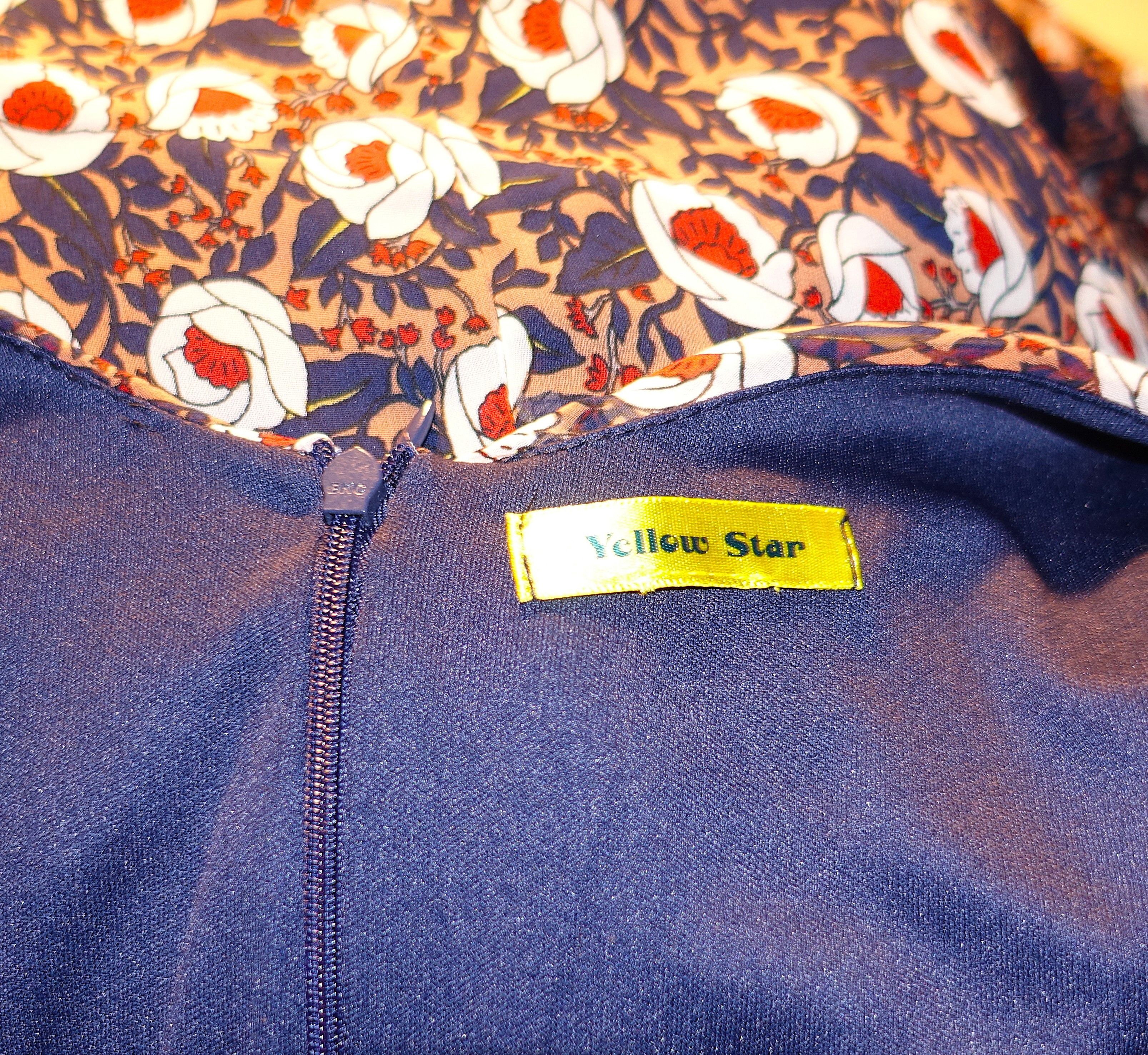 Other Yellow Star Brown Navy Blue Floral Dress S Size S / US 4 / IT 40 - 7 Thumbnail