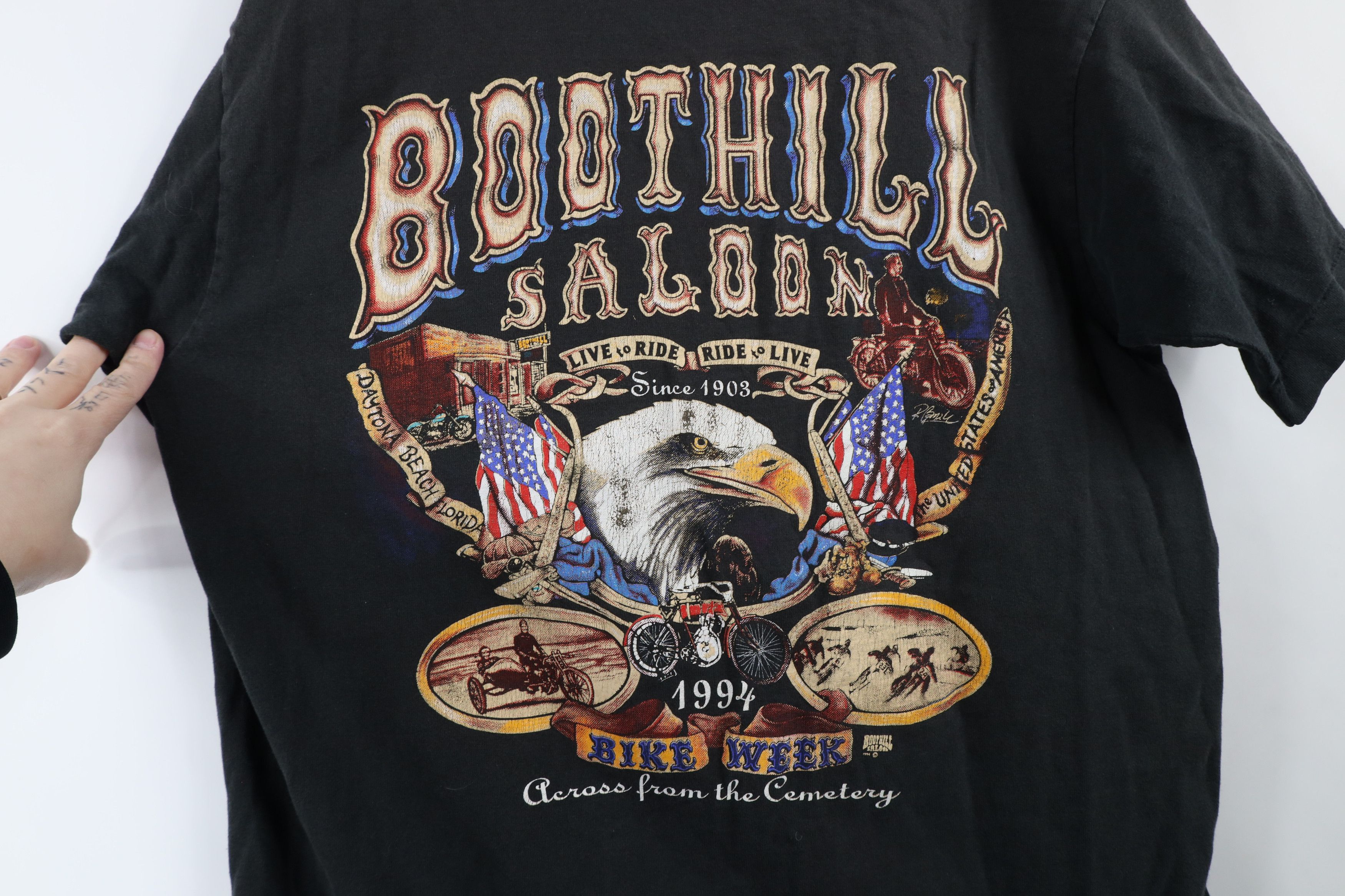 Vintage Vintage 90s 1994 Bike Week Boothill Saloon T-Shirt USA Size US L / EU 52-54 / 3 - 10 Thumbnail